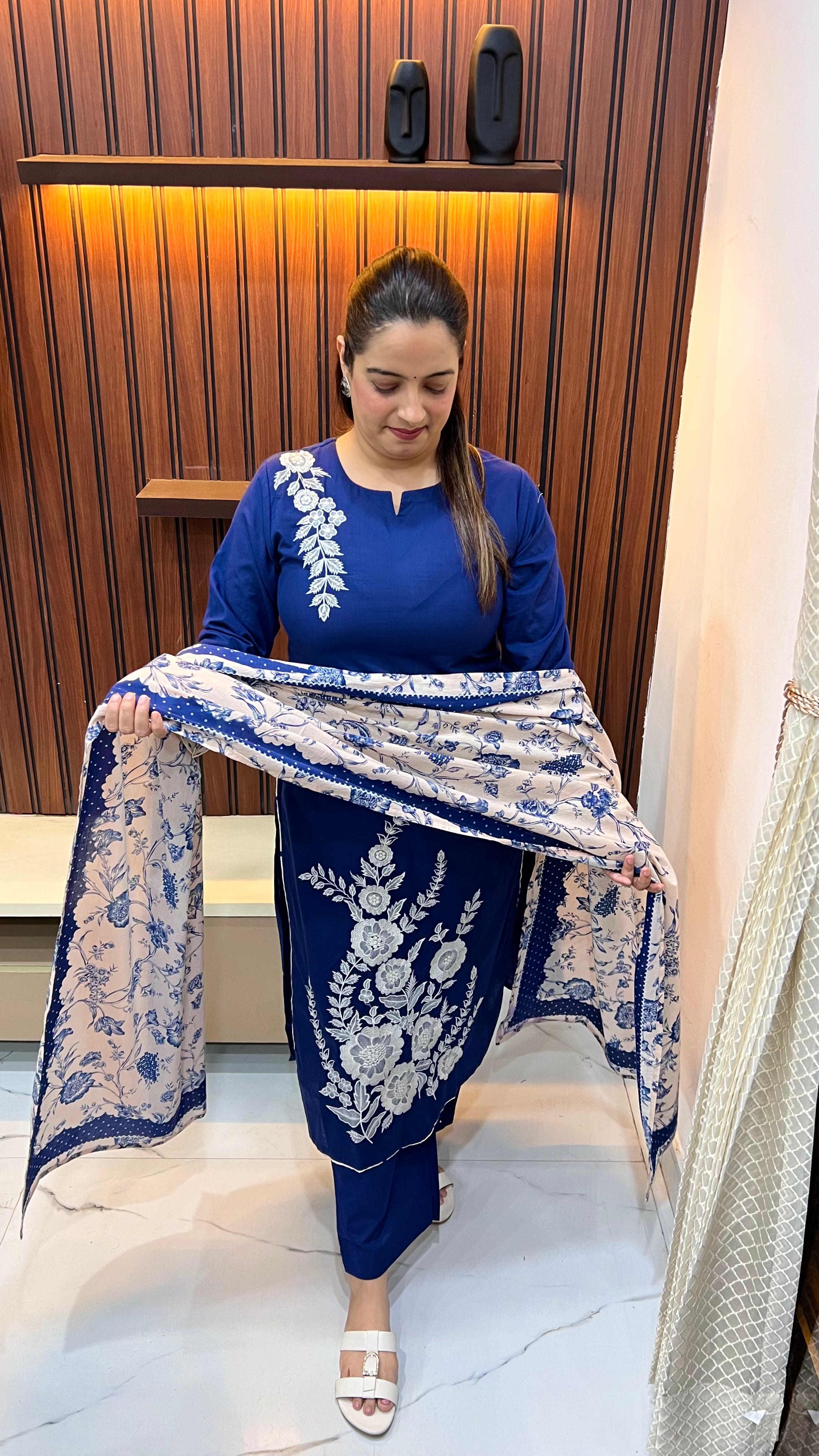 Pure Cotton Suit with Intricate Thread Embroidery