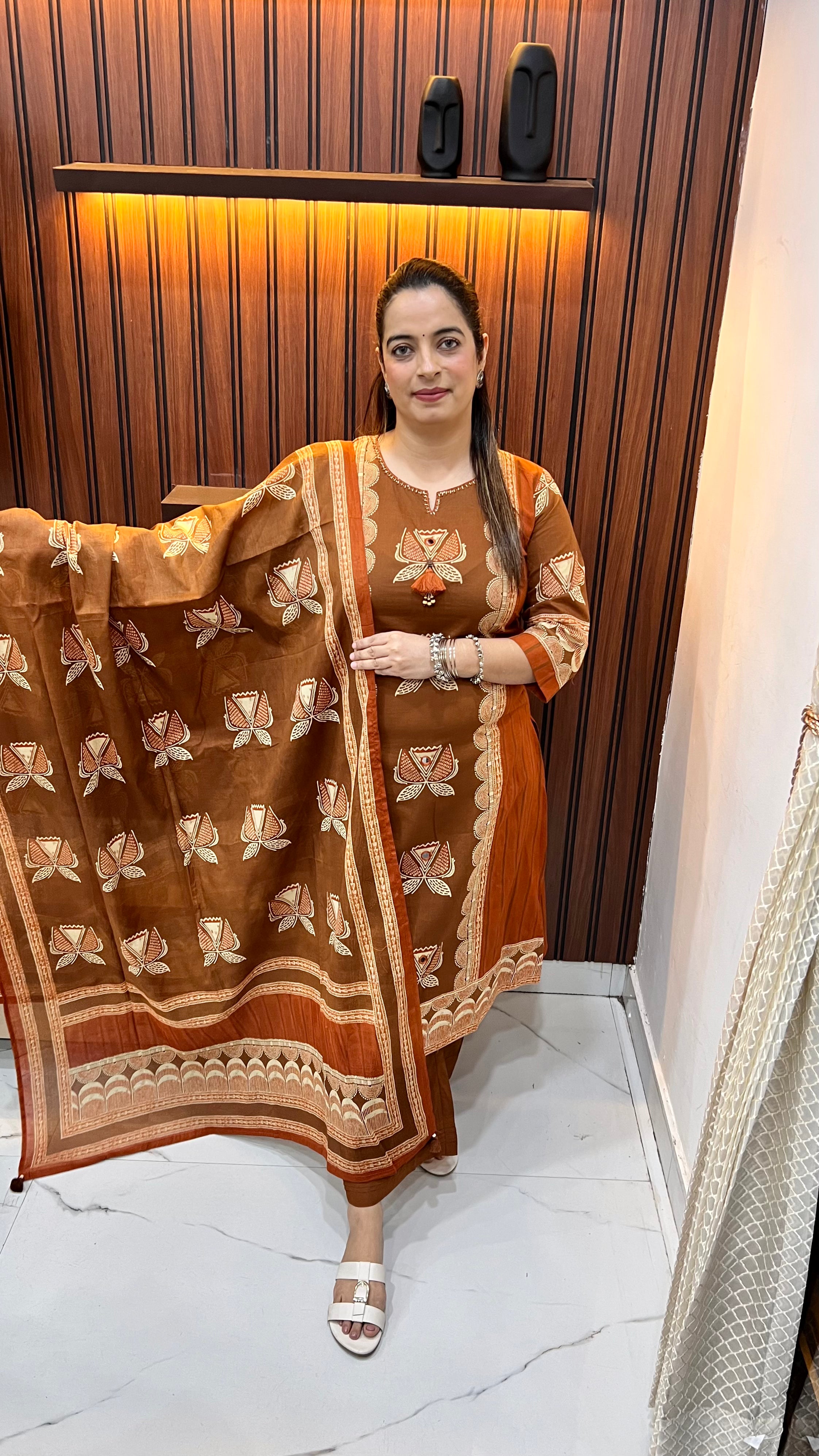 Pure Cotton Suit with Block Print, Mirror & Thread Work ✨