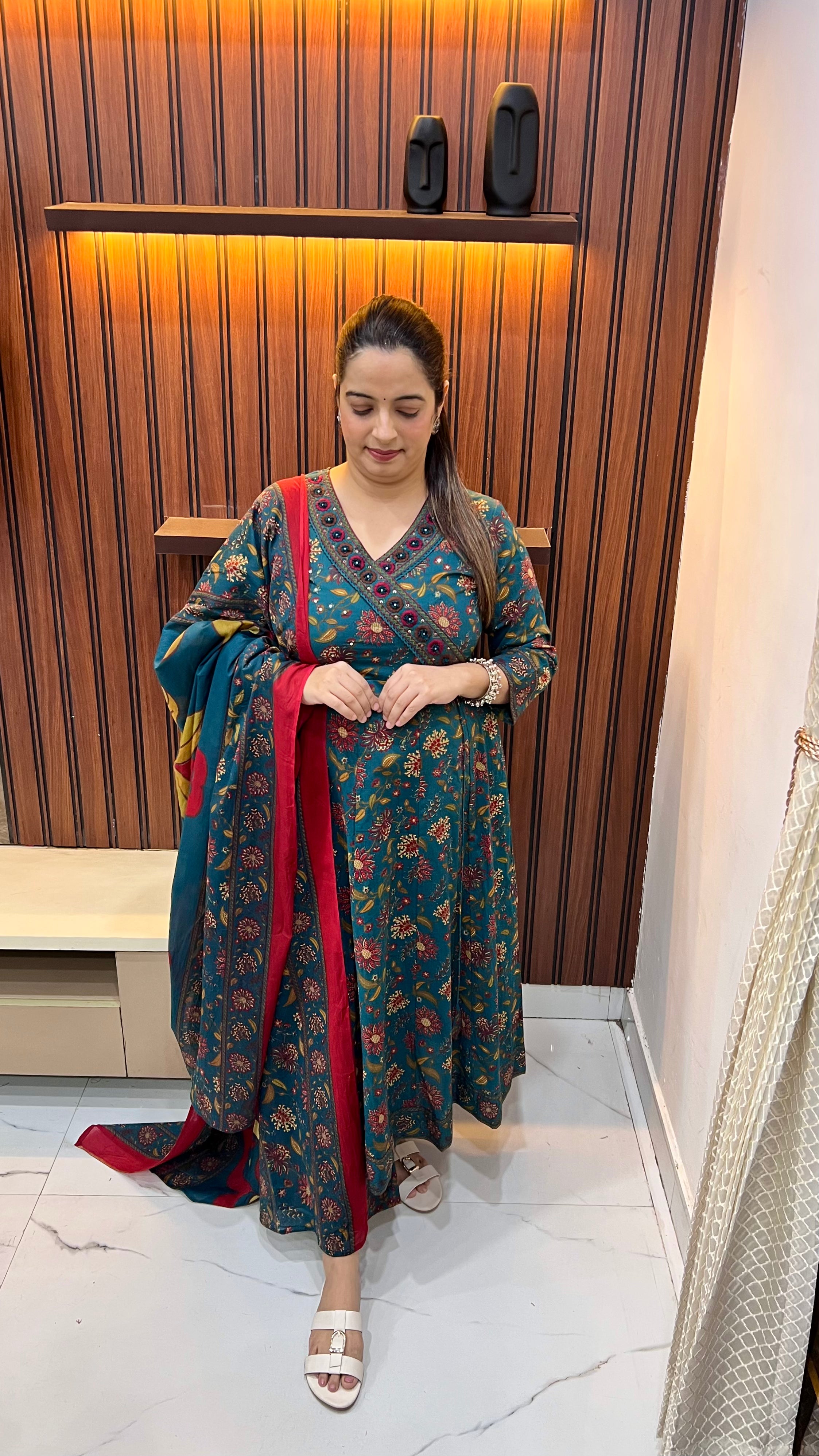 Pure Cotton Anarkali Angrakha Suit with Kalamkari Work ✨