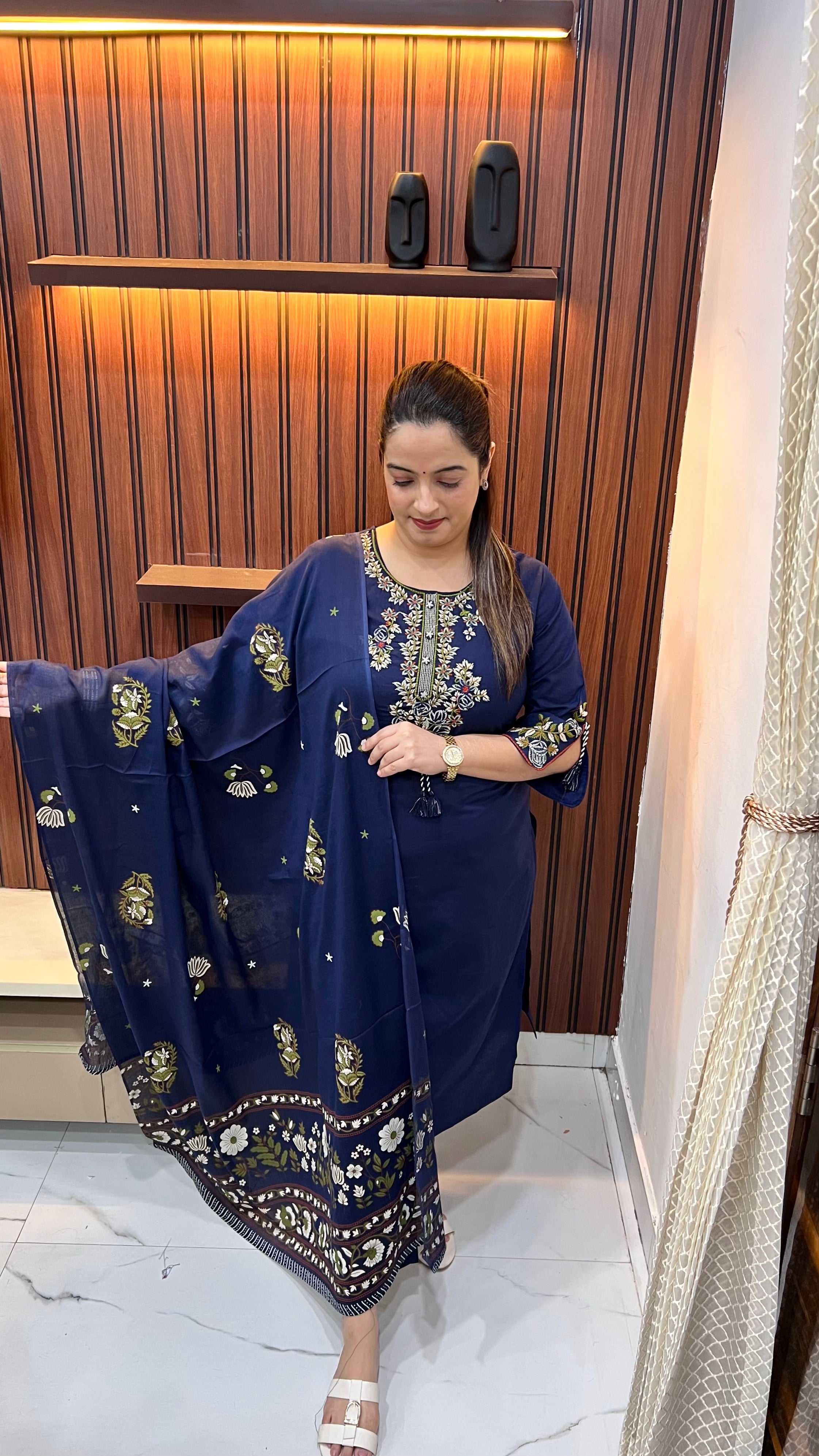 Pure Cotton Suit with Thread Embroidery & Handmade Tassels ✨