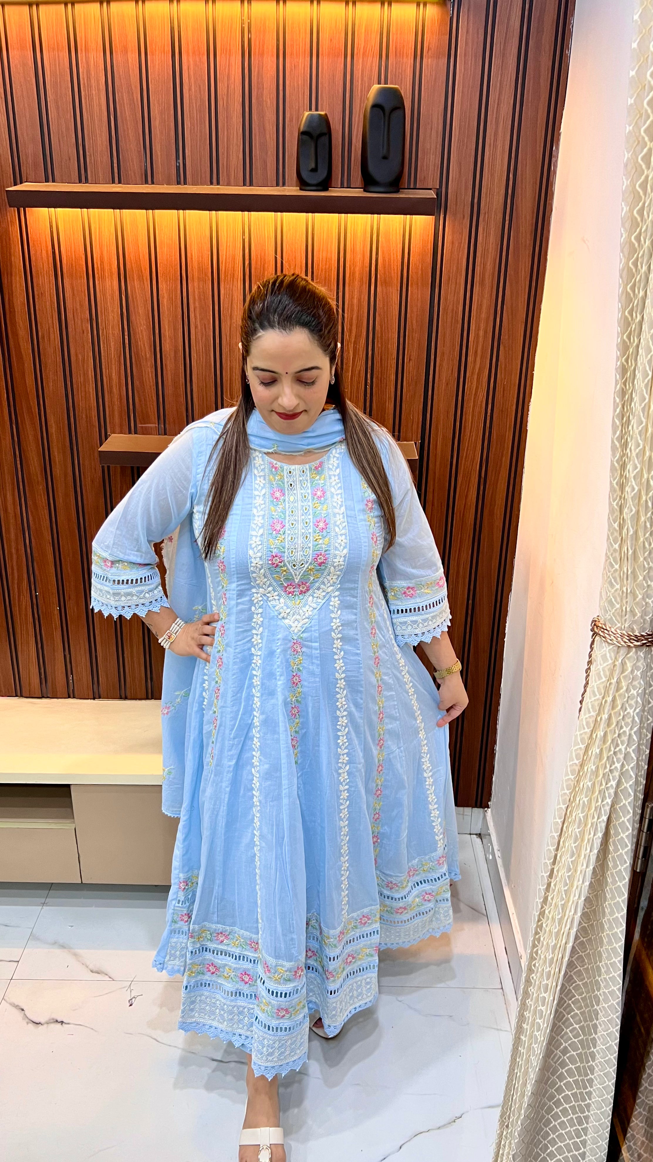 Pure Cotton All-Over Embroidered Suit