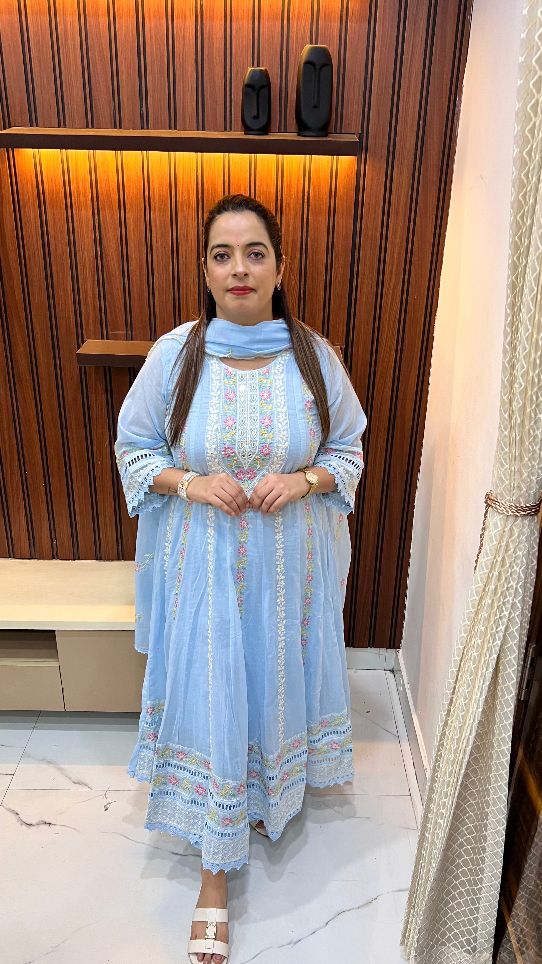 Pure Cotton All-Over Embroidered Suit