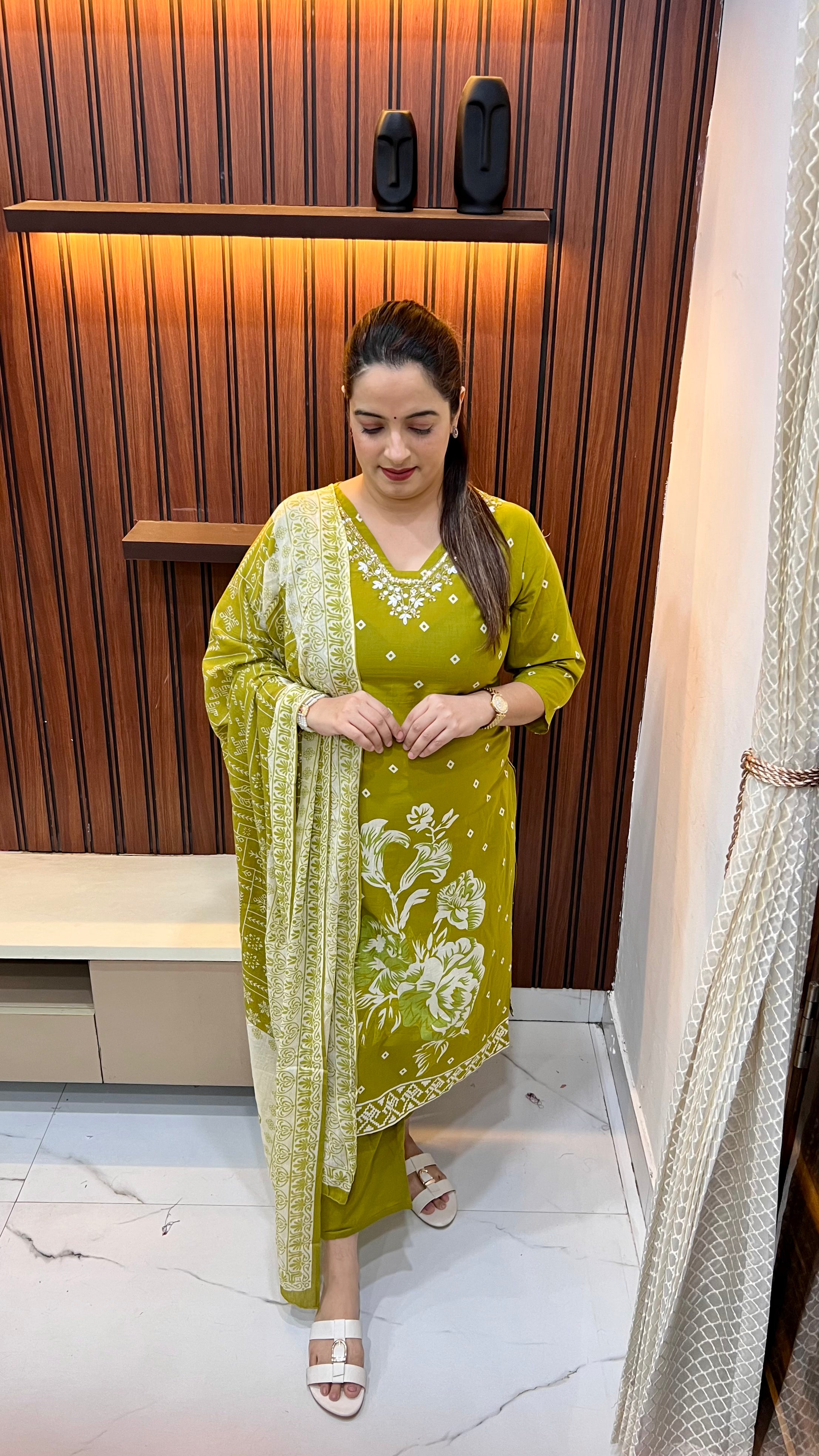 Pure Cotton Suit with Mirror & Cut-Dana Artistry