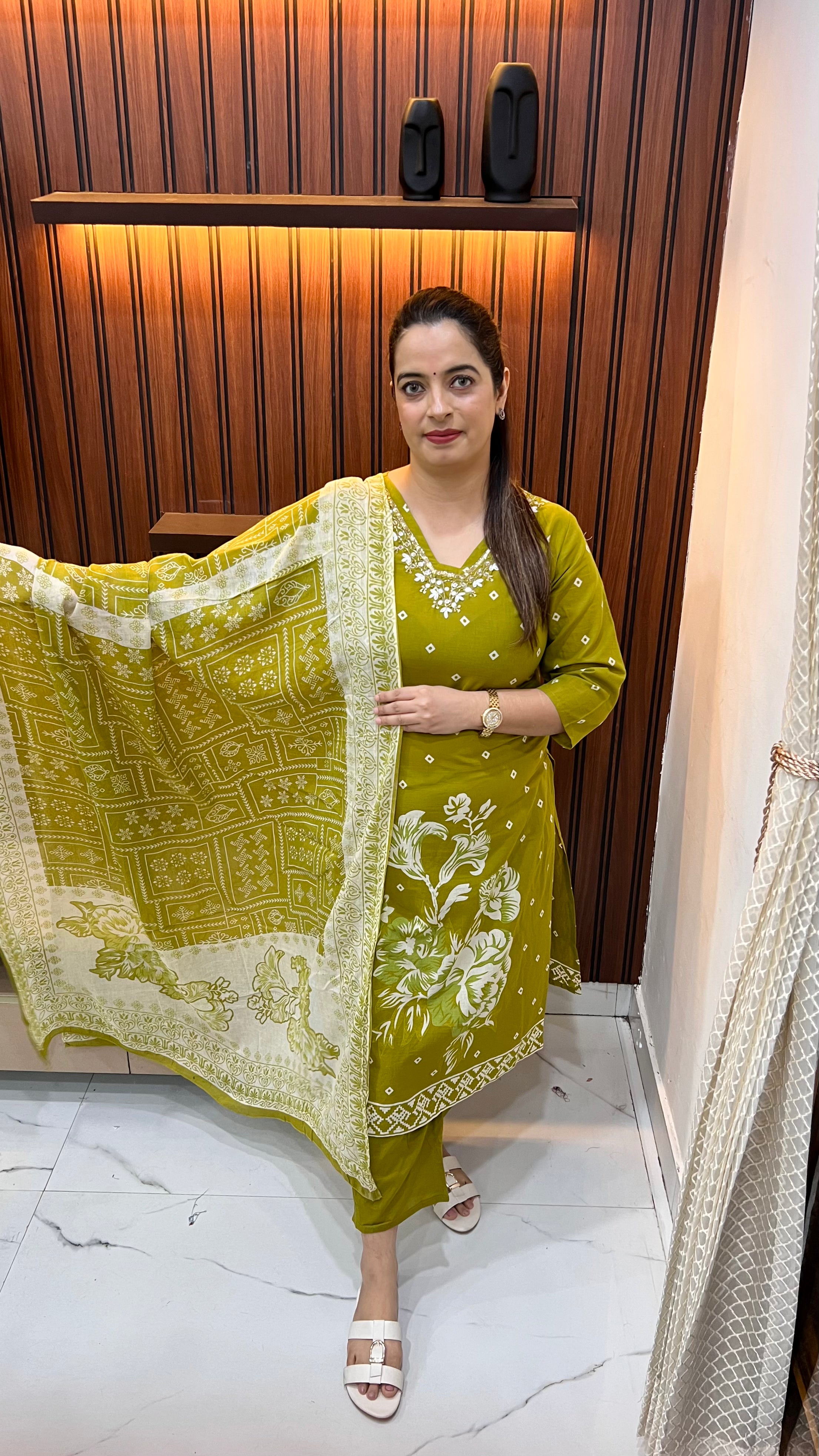 Pure Cotton Suit with Mirror & Cut-Dana Artistry