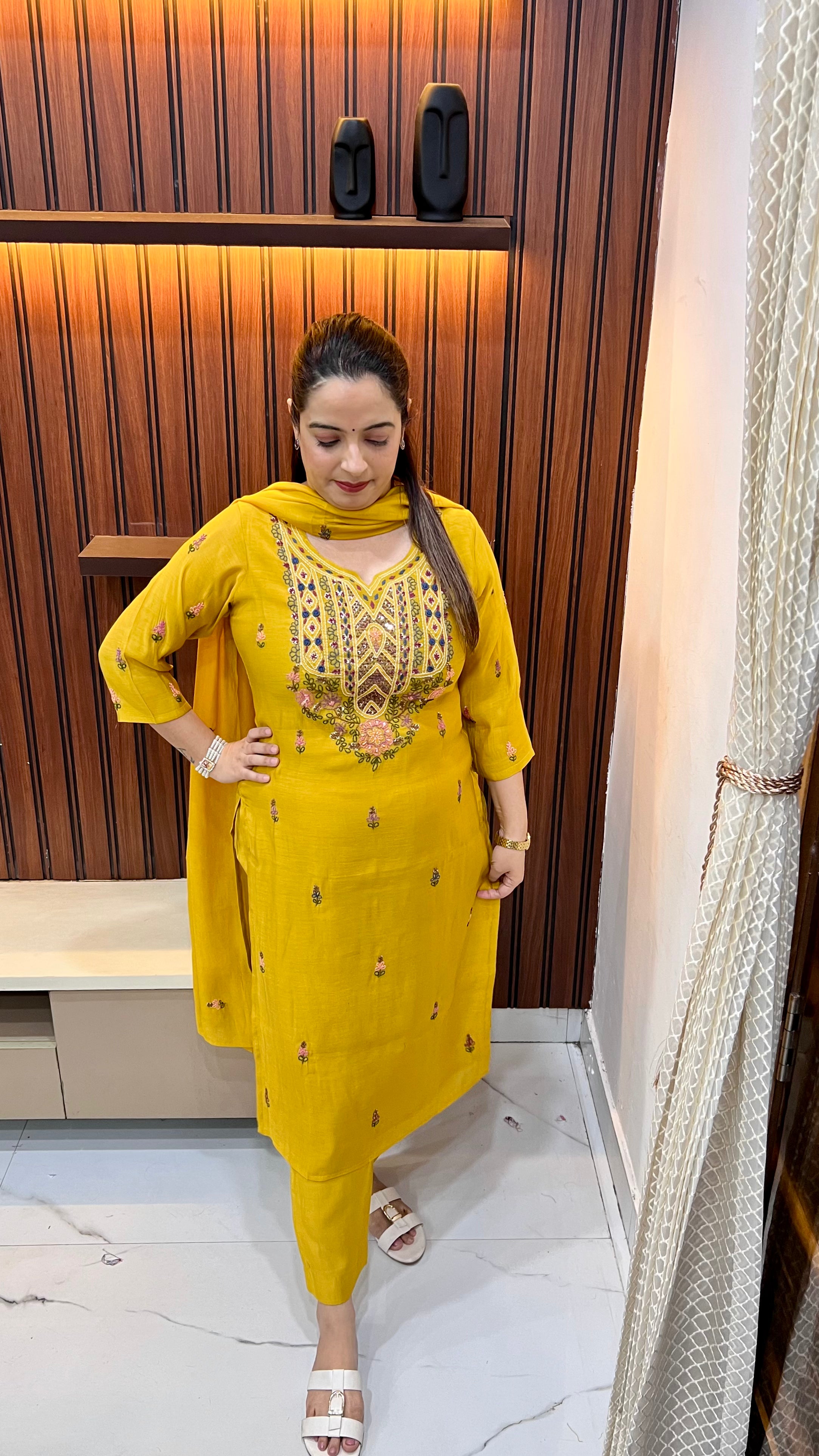 Pure Cotton Embroidered Suit with Functional Details