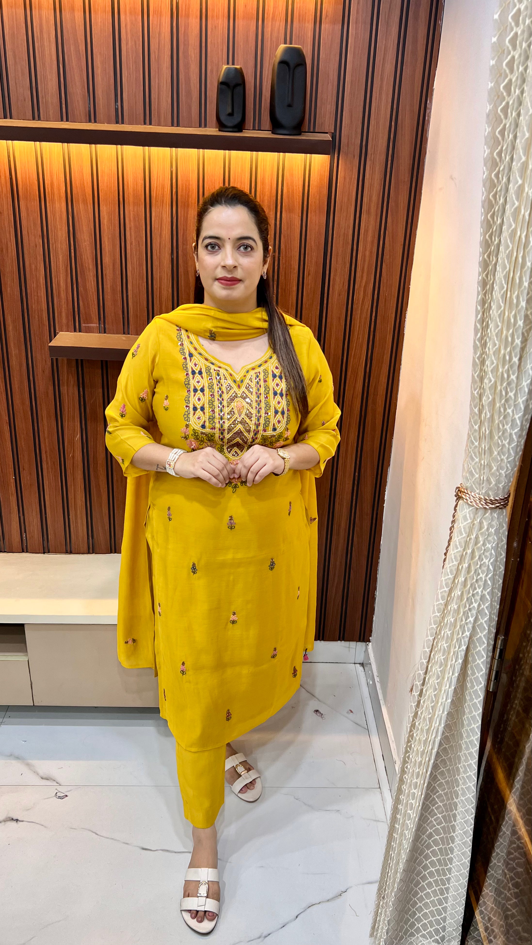 Pure Cotton Embroidered Suit with Functional Details