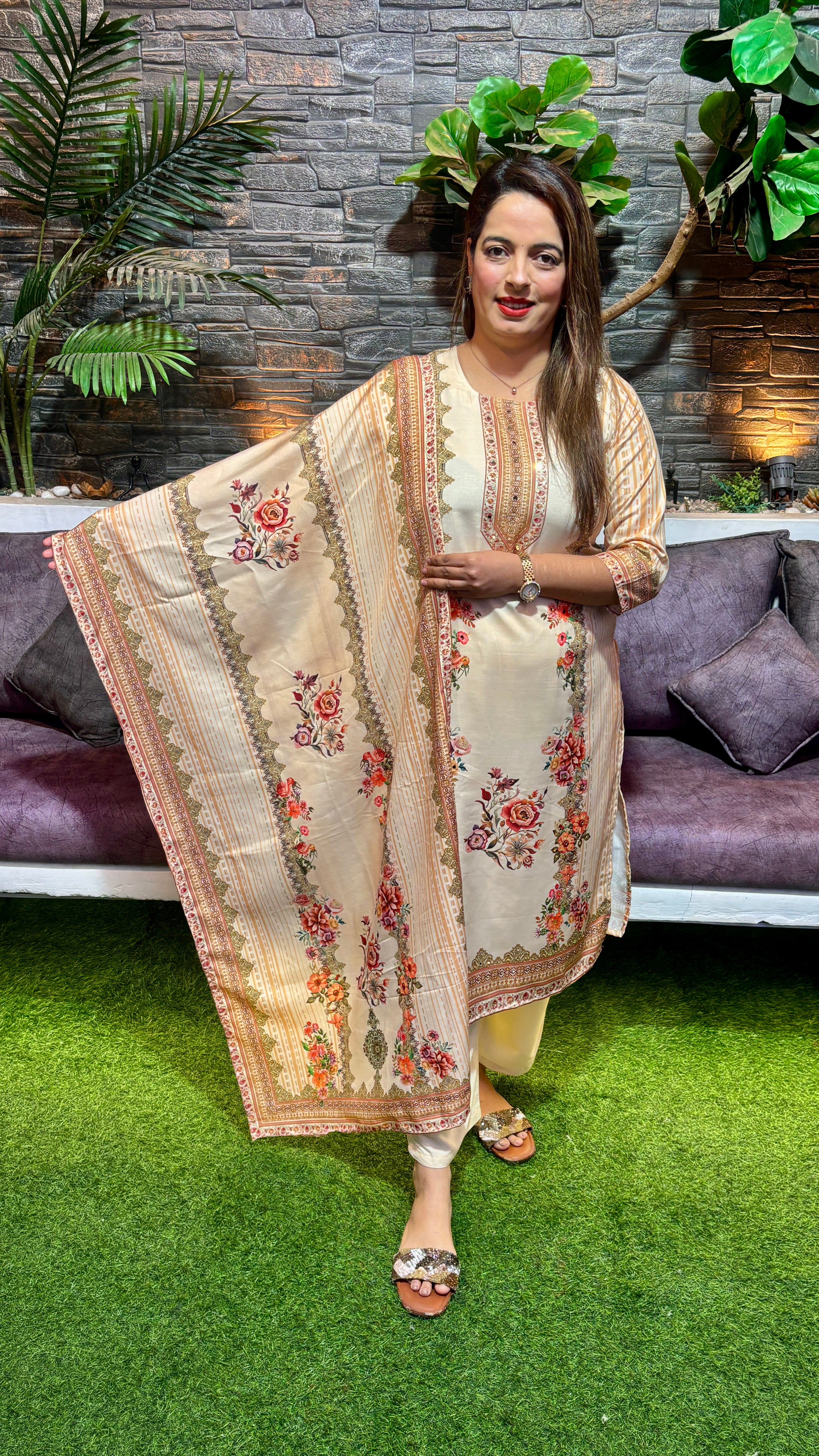 Russian Cotton Suit — with Digital Print  ✨