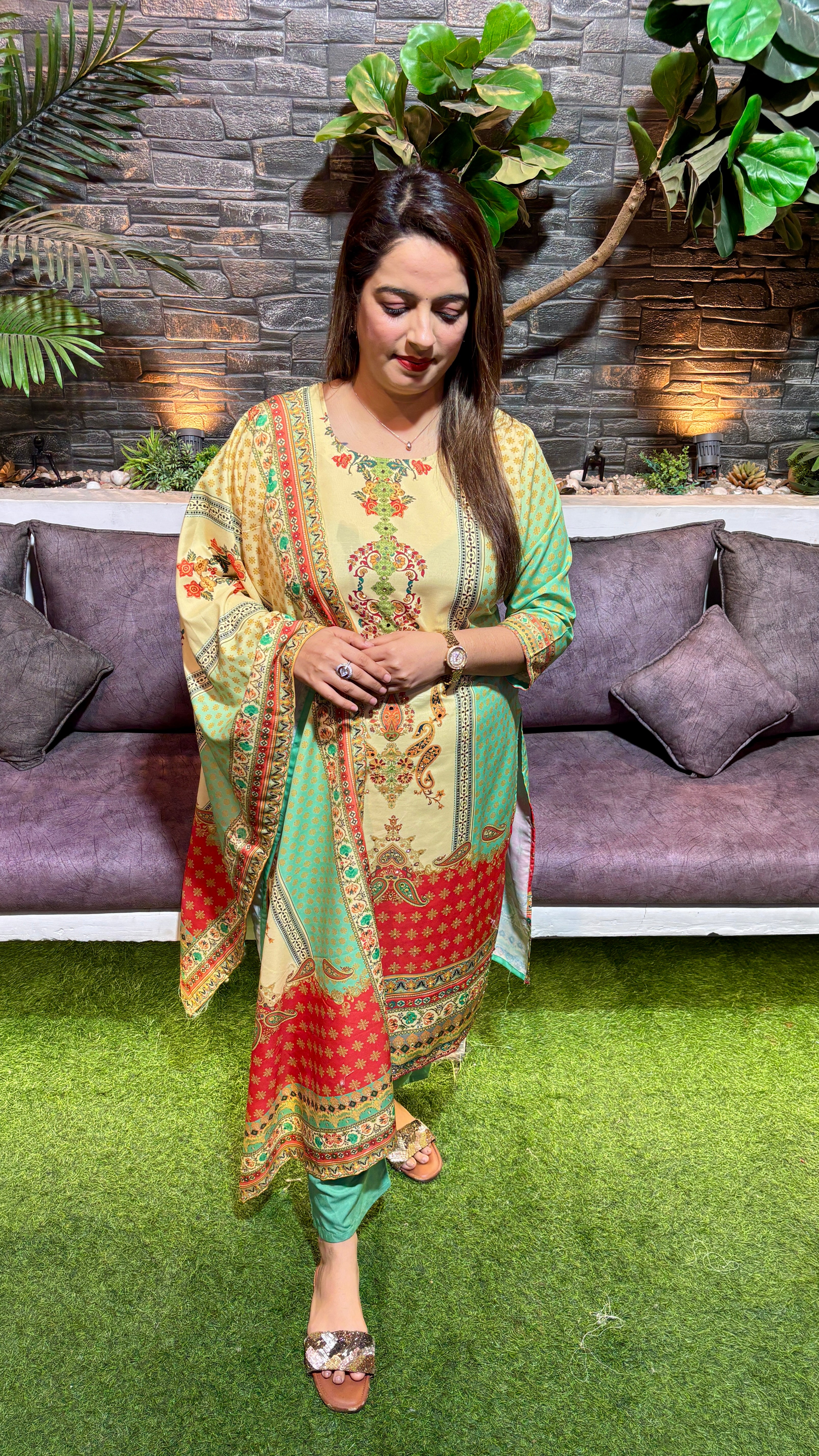 Russian Cotton Suit — with Digital Print  ✨