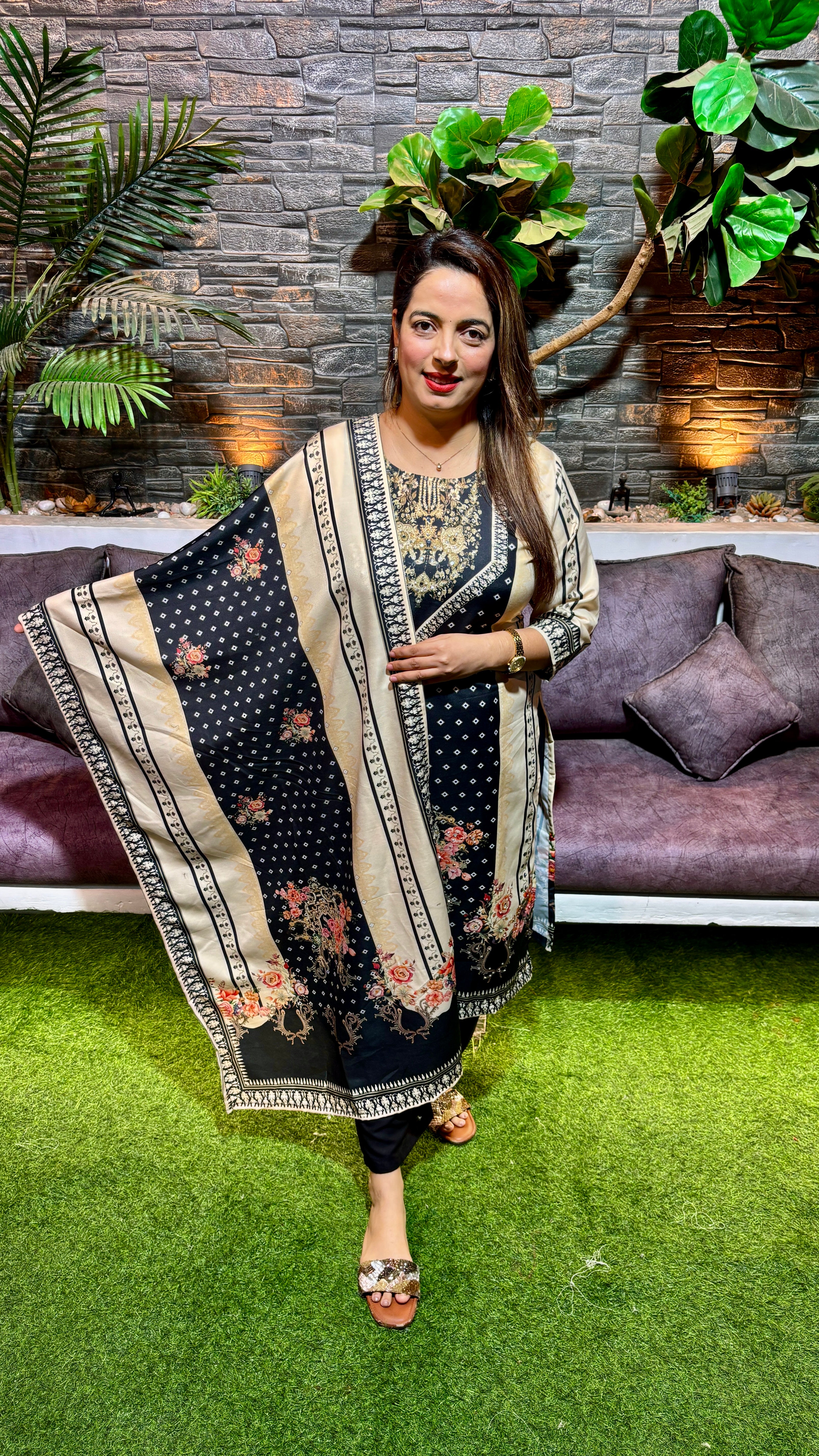 Russian Cotton Suit — with Digital Print  ✨