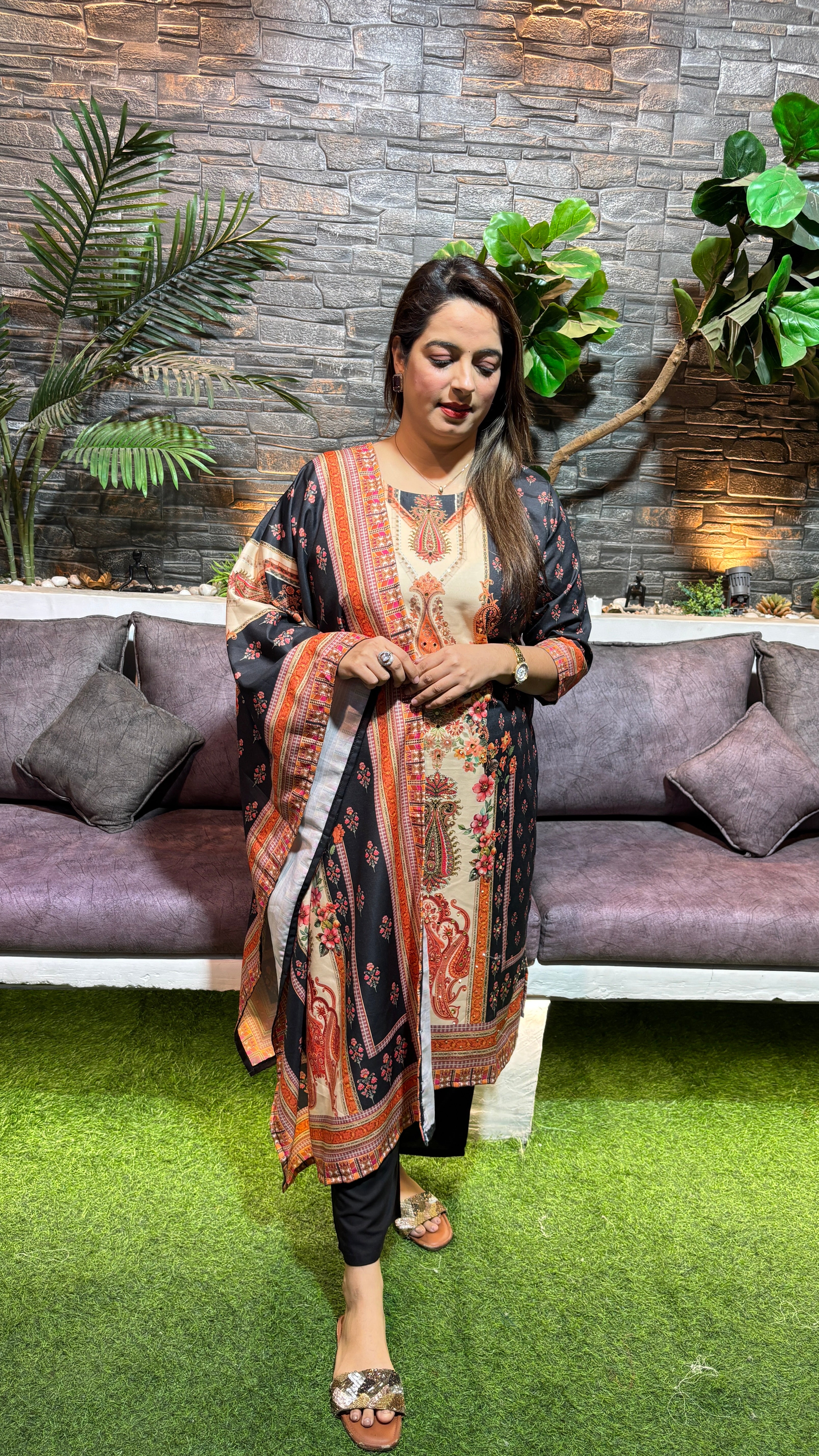 Russian Cotton Suit — with Digital Print  ✨