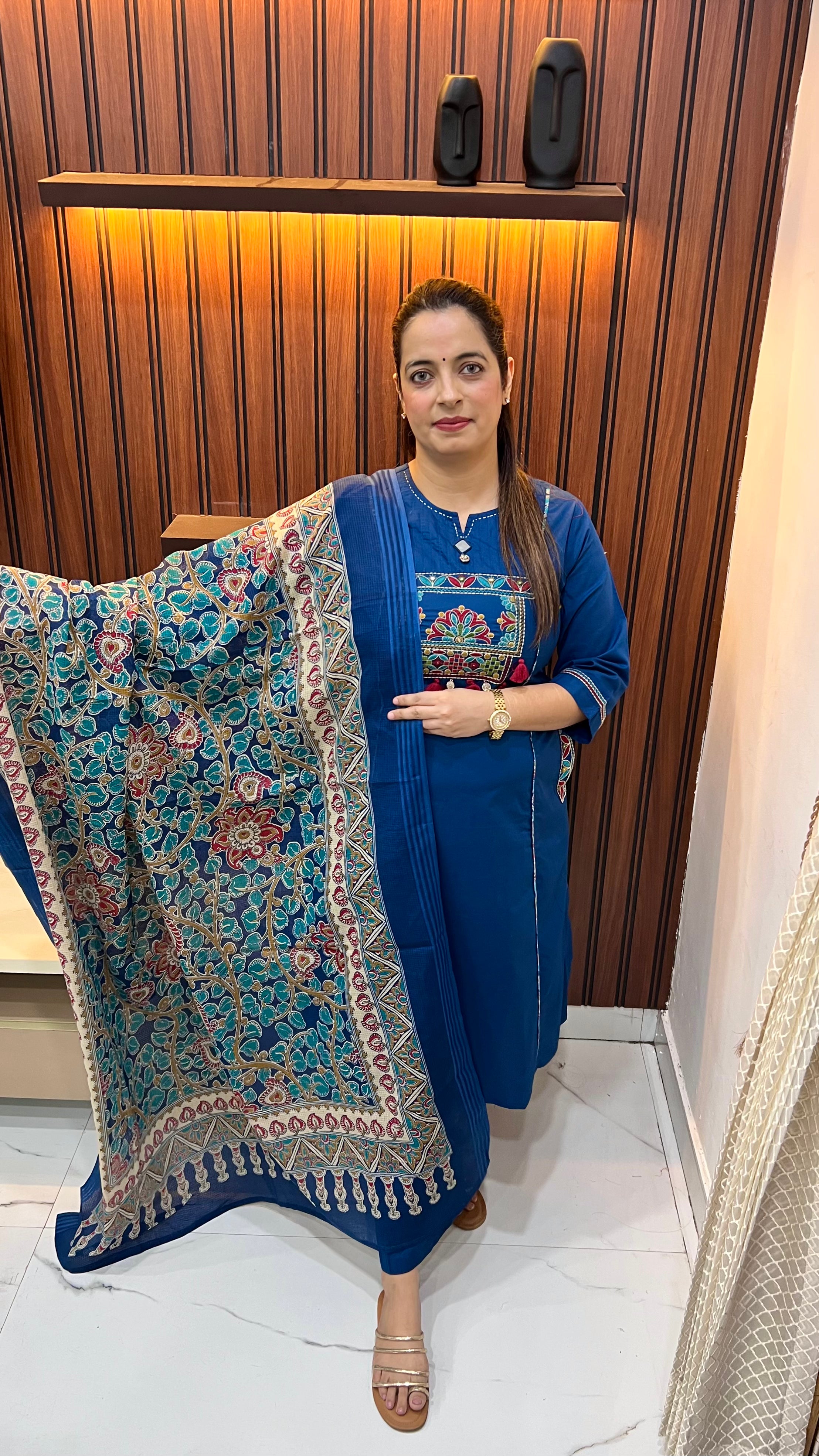 Pure Cotton Designer Suit with Madhubani Art