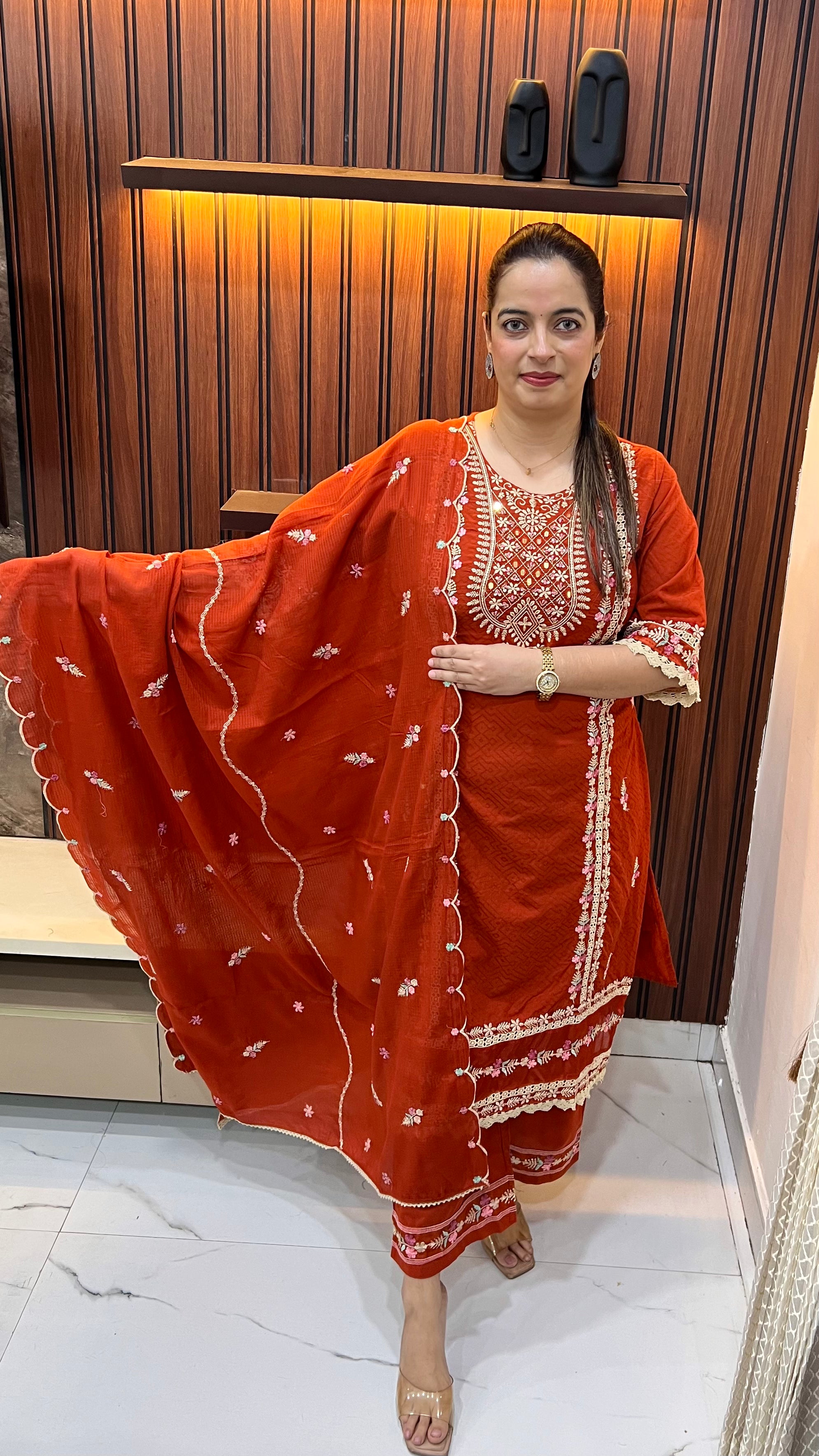 Pure Cotton Suit with Pakistani Karachi Thread Work