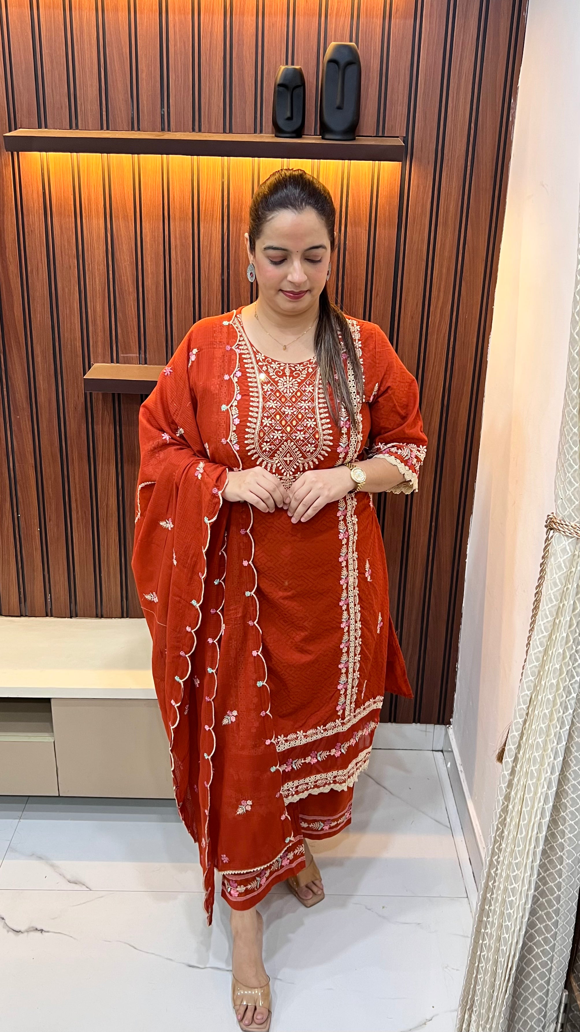 Pure Cotton Suit with Pakistani Karachi Thread Work