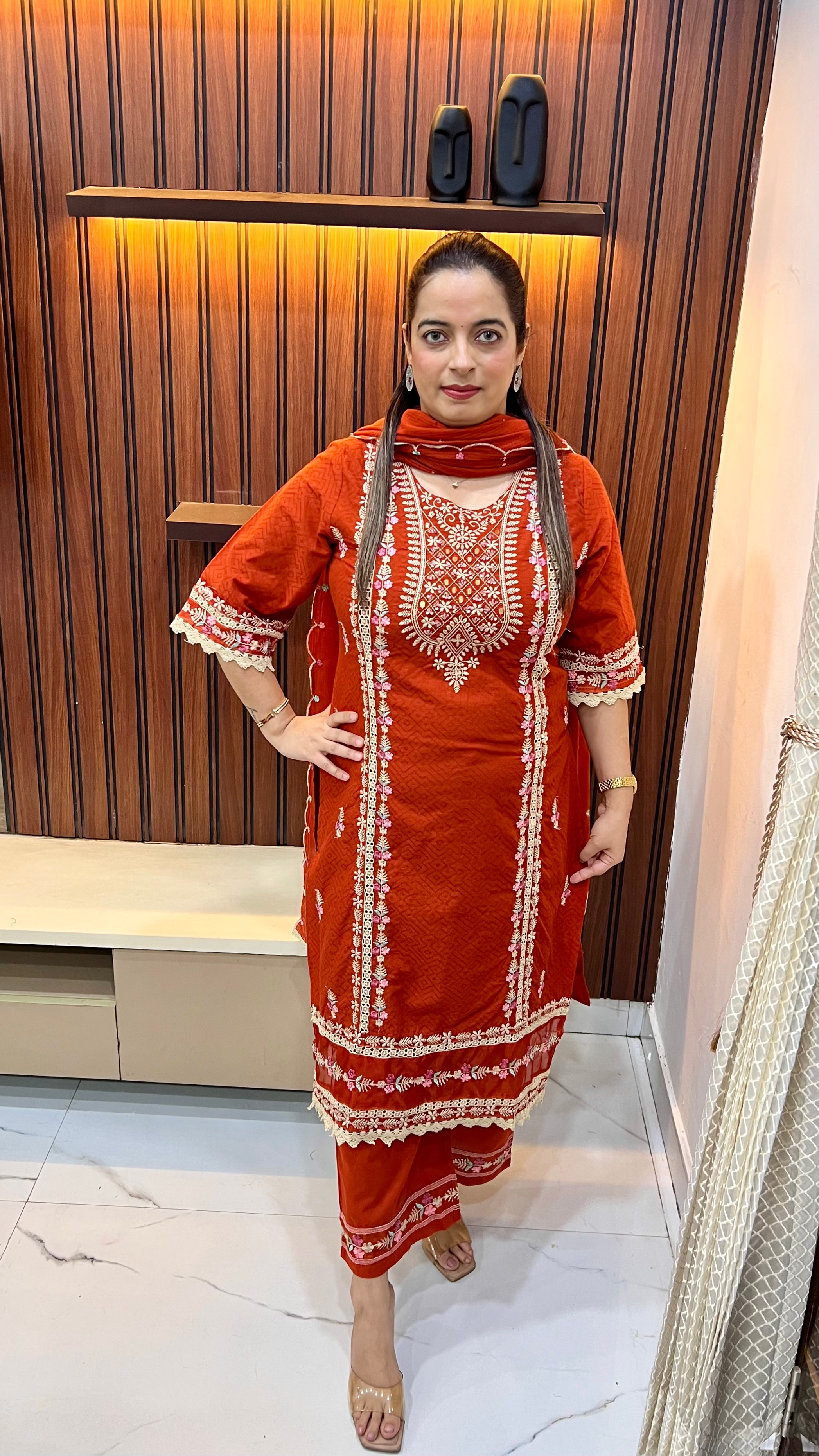 Pure Cotton Suit with Pakistani Karachi Thread Work