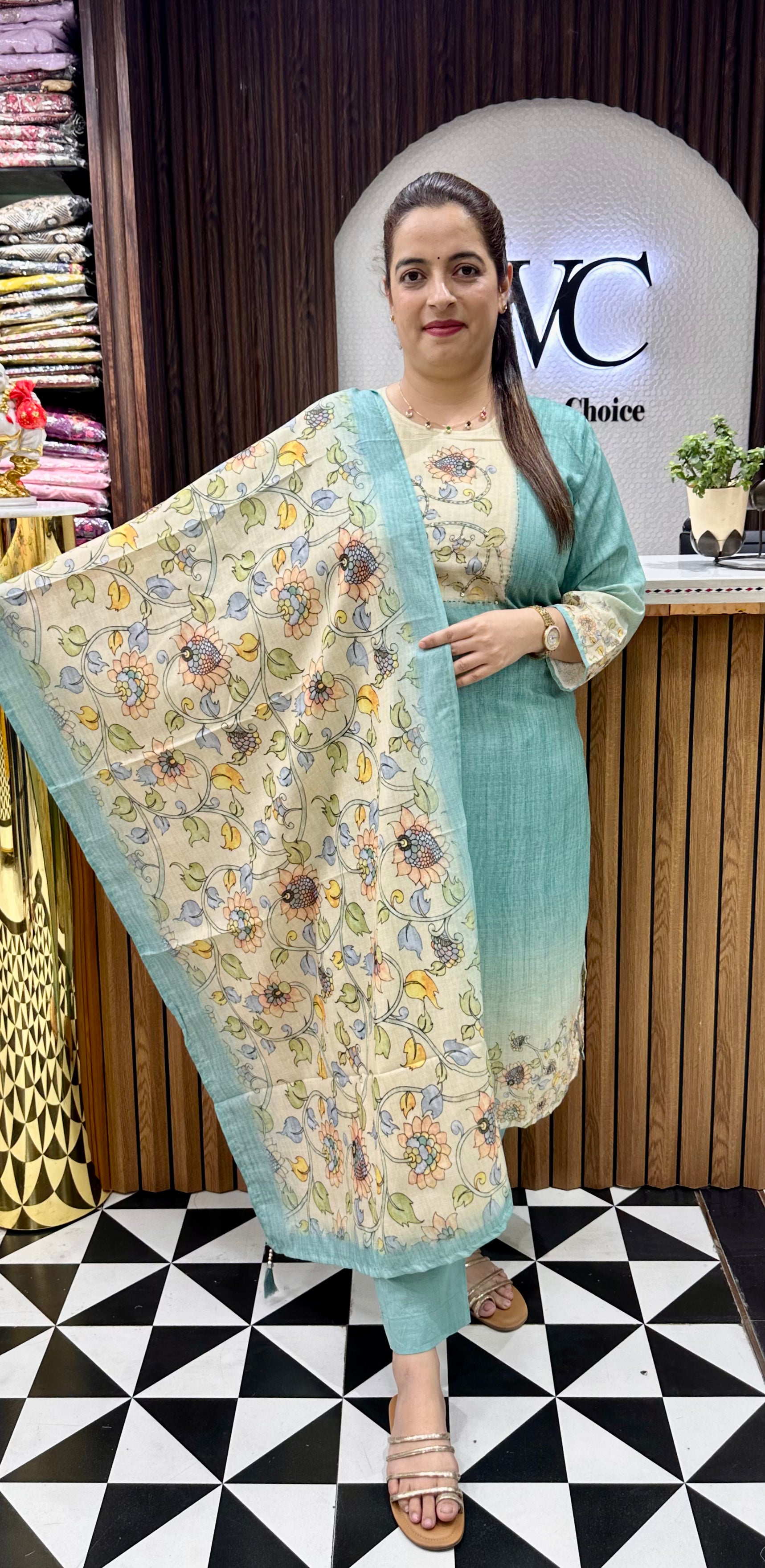 ✨ FLAT 999: Pure Cotton Hand-Embroidered Suit with Premium Lining ✨
