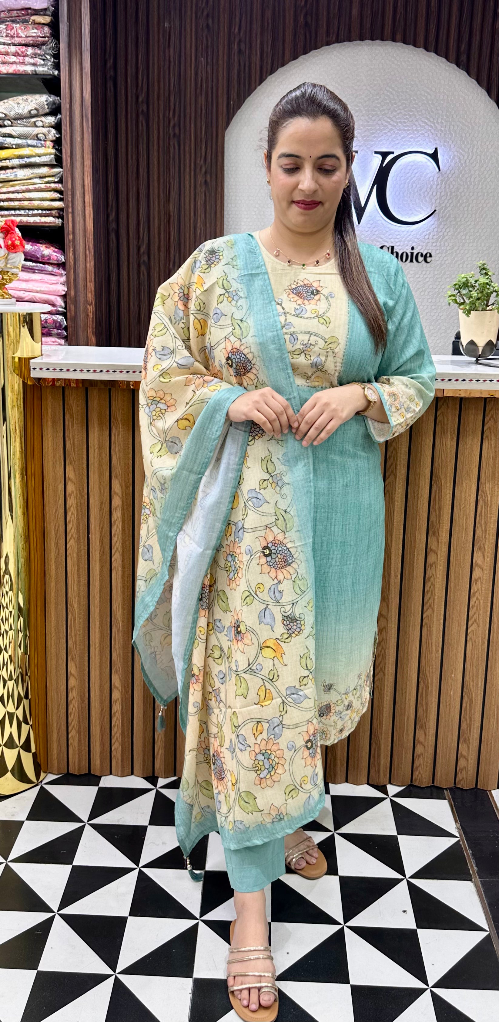 ✨ FLAT 999: Pure Cotton Hand-Embroidered Suit with Premium Lining ✨