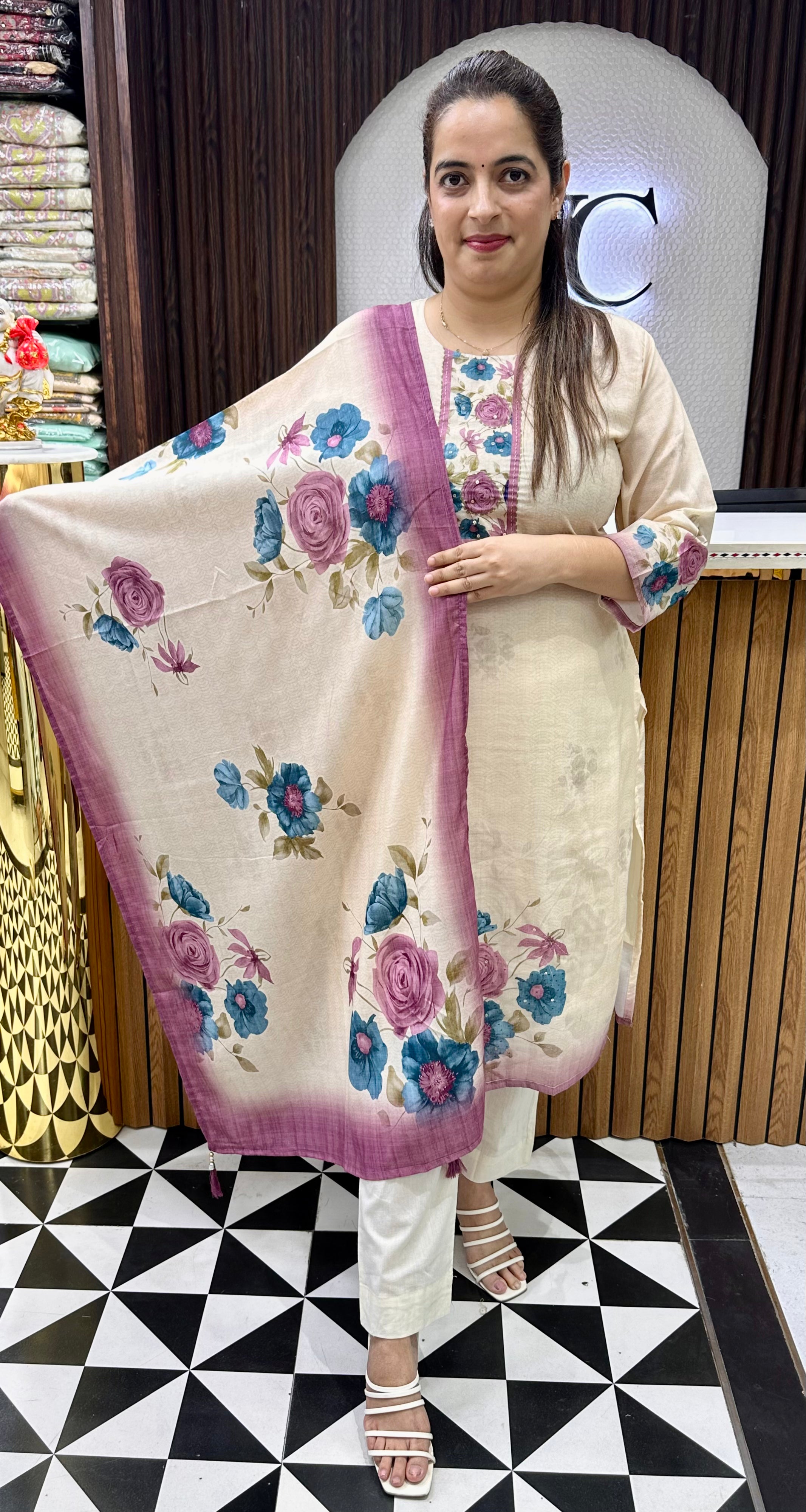 ✨ FLAT 999: Pure Cotton Hand-Embroidered Suit with Premium Lining ✨