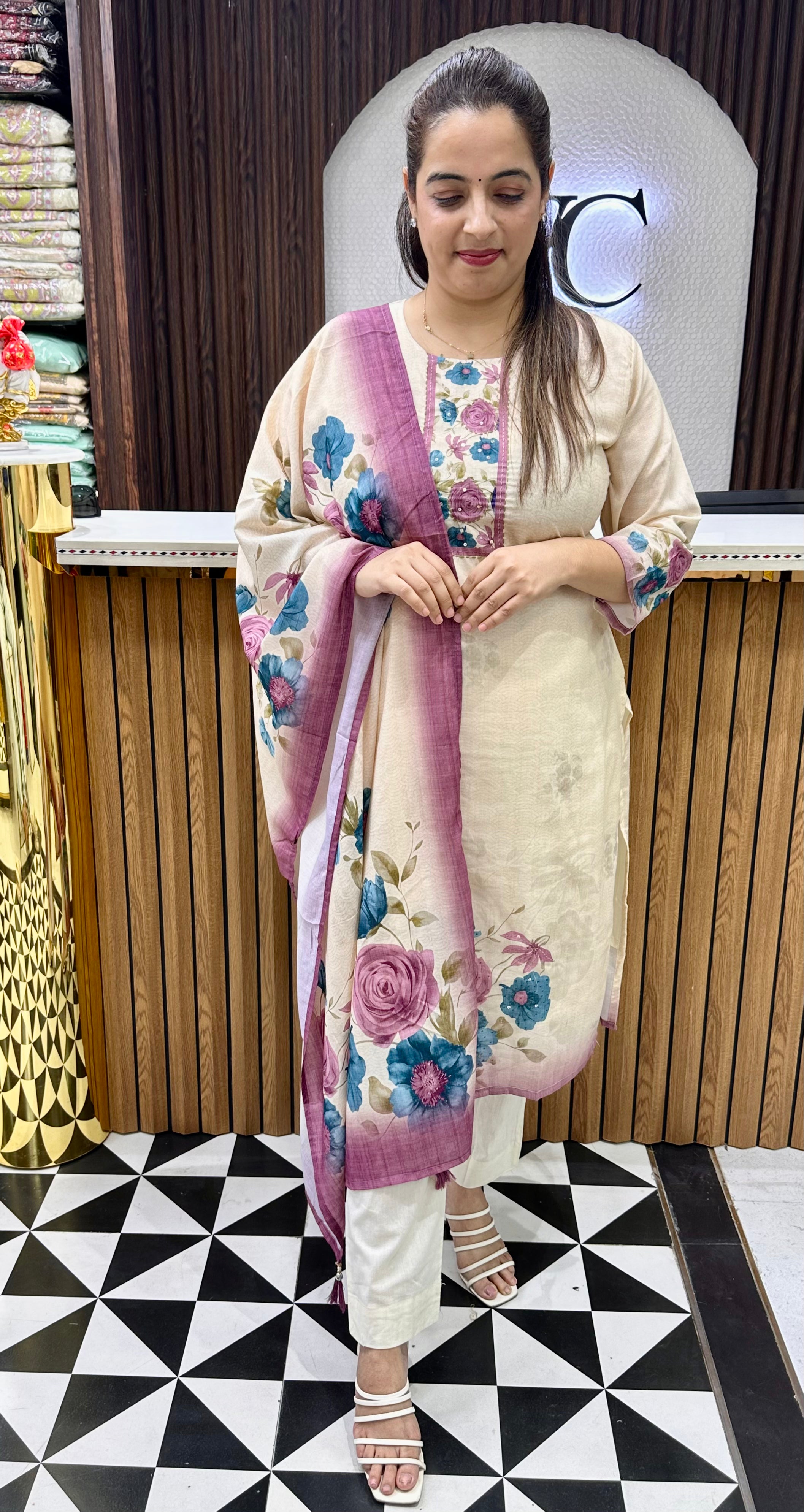 ✨ FLAT 999: Pure Cotton Hand-Embroidered Suit with Premium Lining ✨