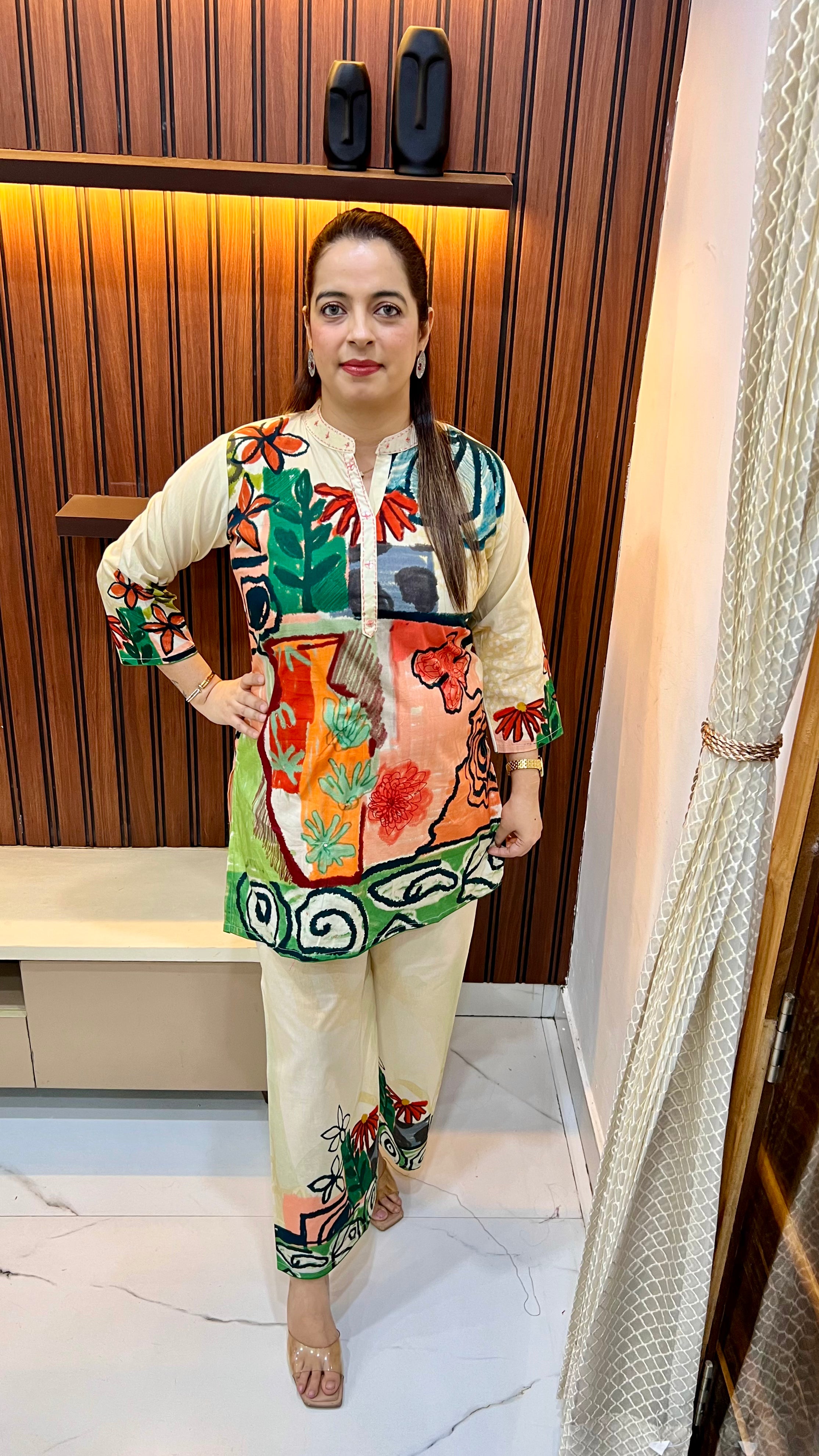 Pure Cotton Co-ord Set with Kantha & Sequin Artistry