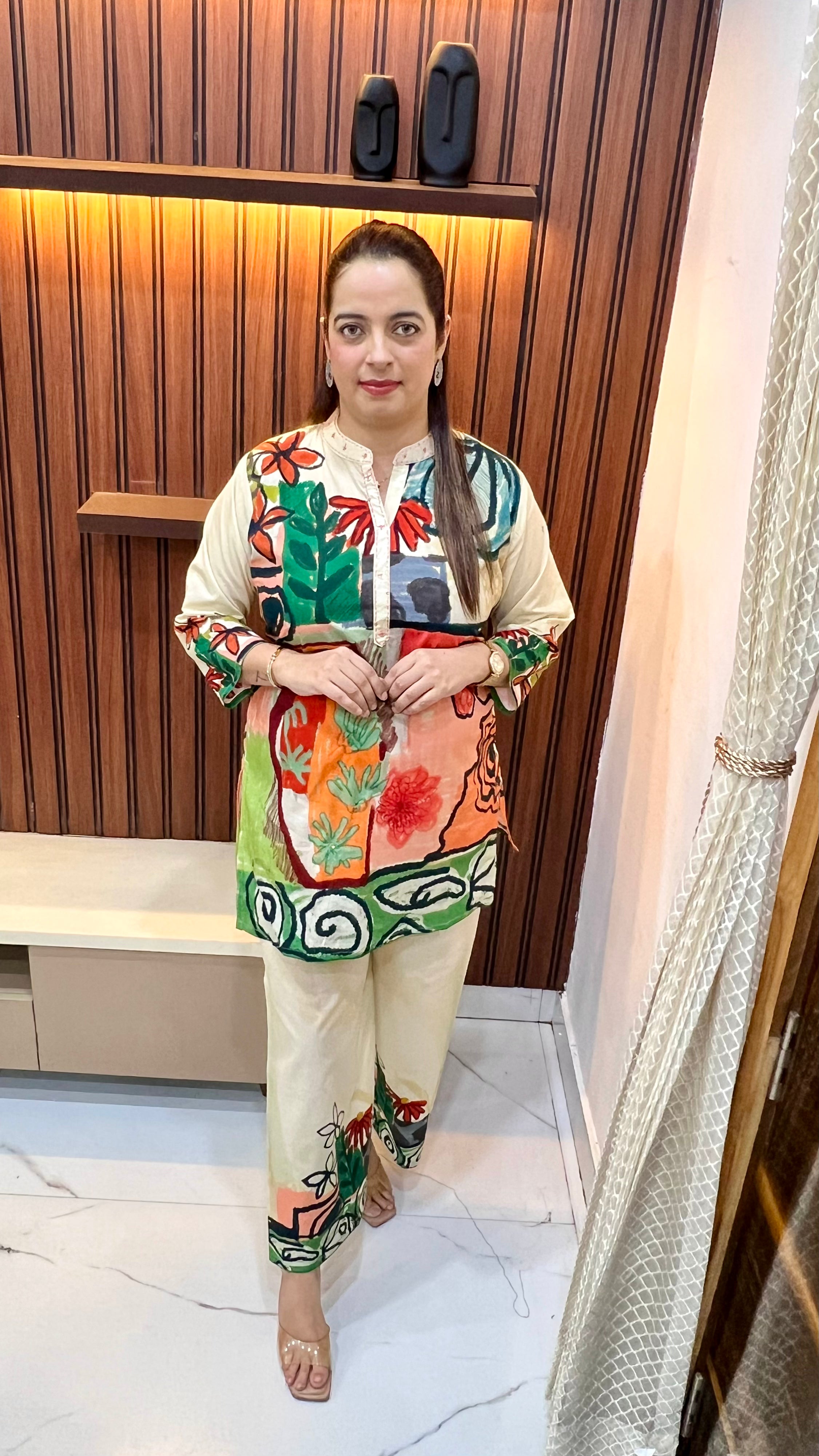 Pure Cotton Co-ord Set with Kantha & Sequin Artistry