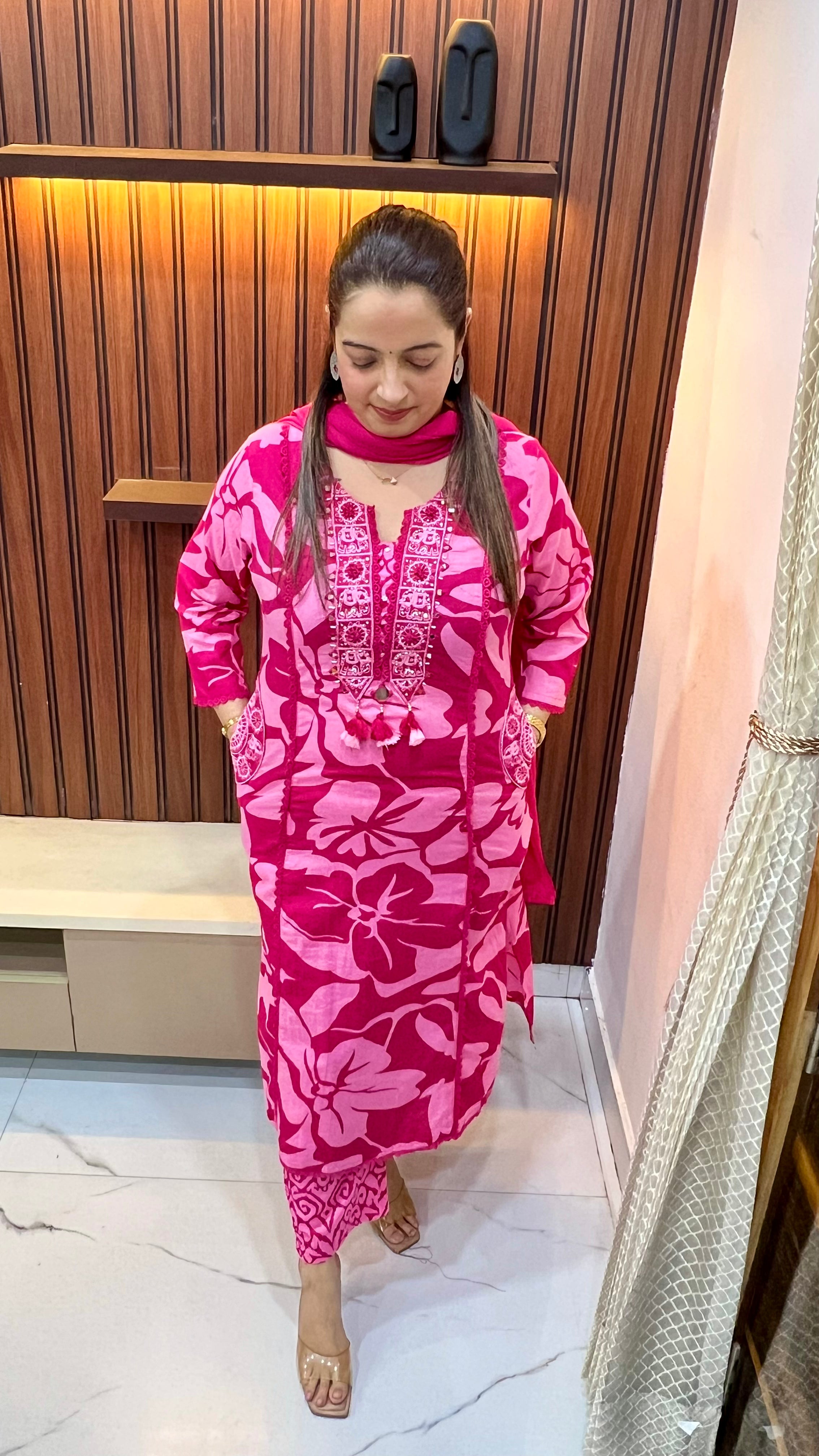 Premium Cotton Suit with Madhubani Art & Designer Utility