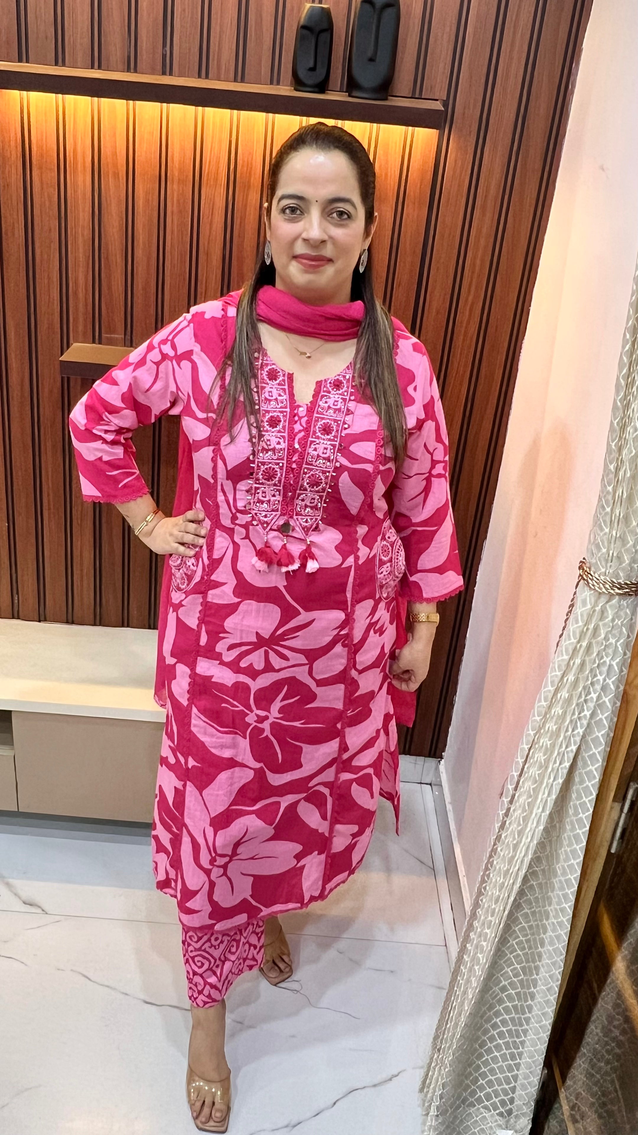 Premium Cotton Suit with Madhubani Art & Designer Utility