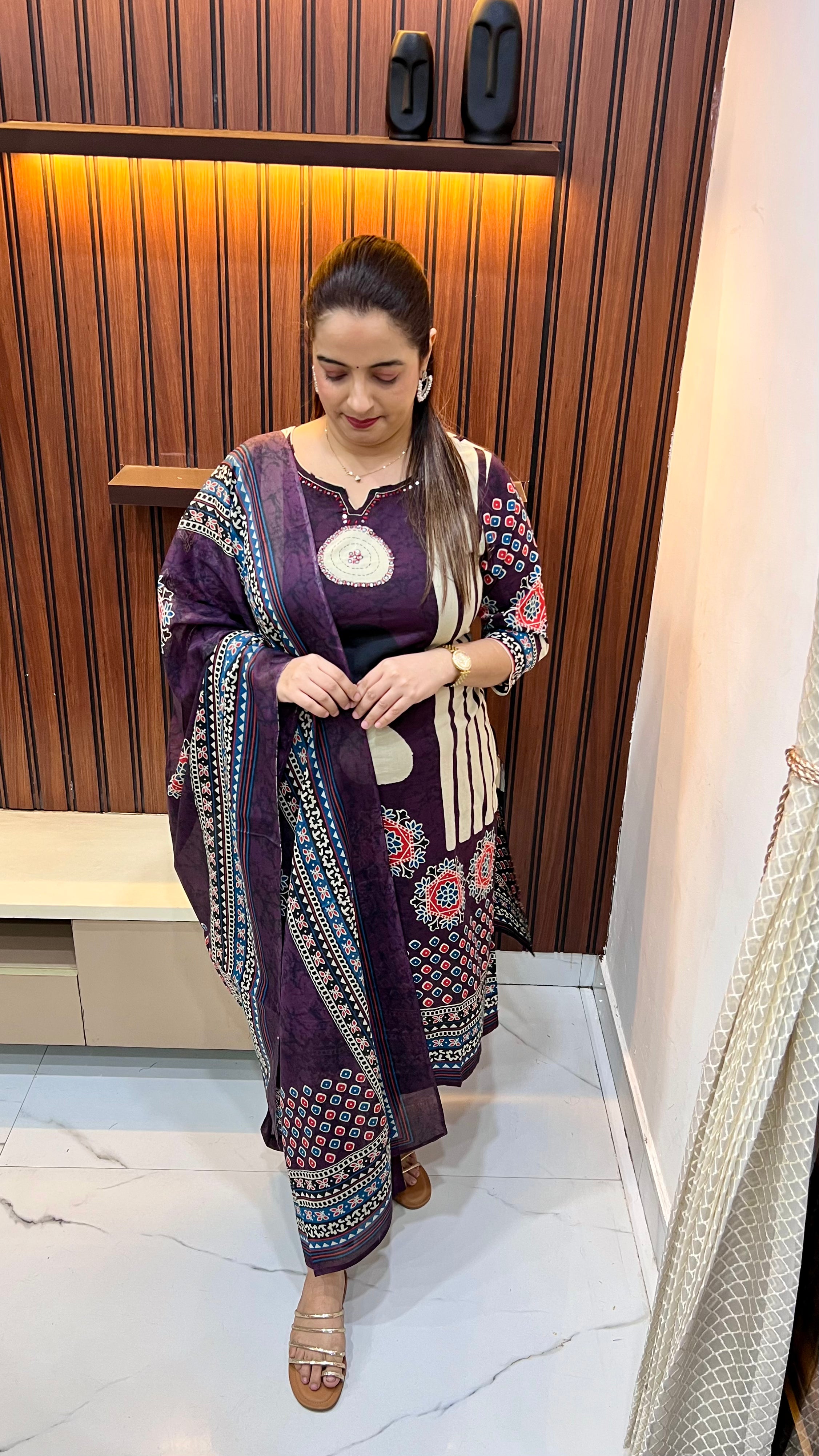 Indigo Earth: Daboo Print & Thread-Work Suit