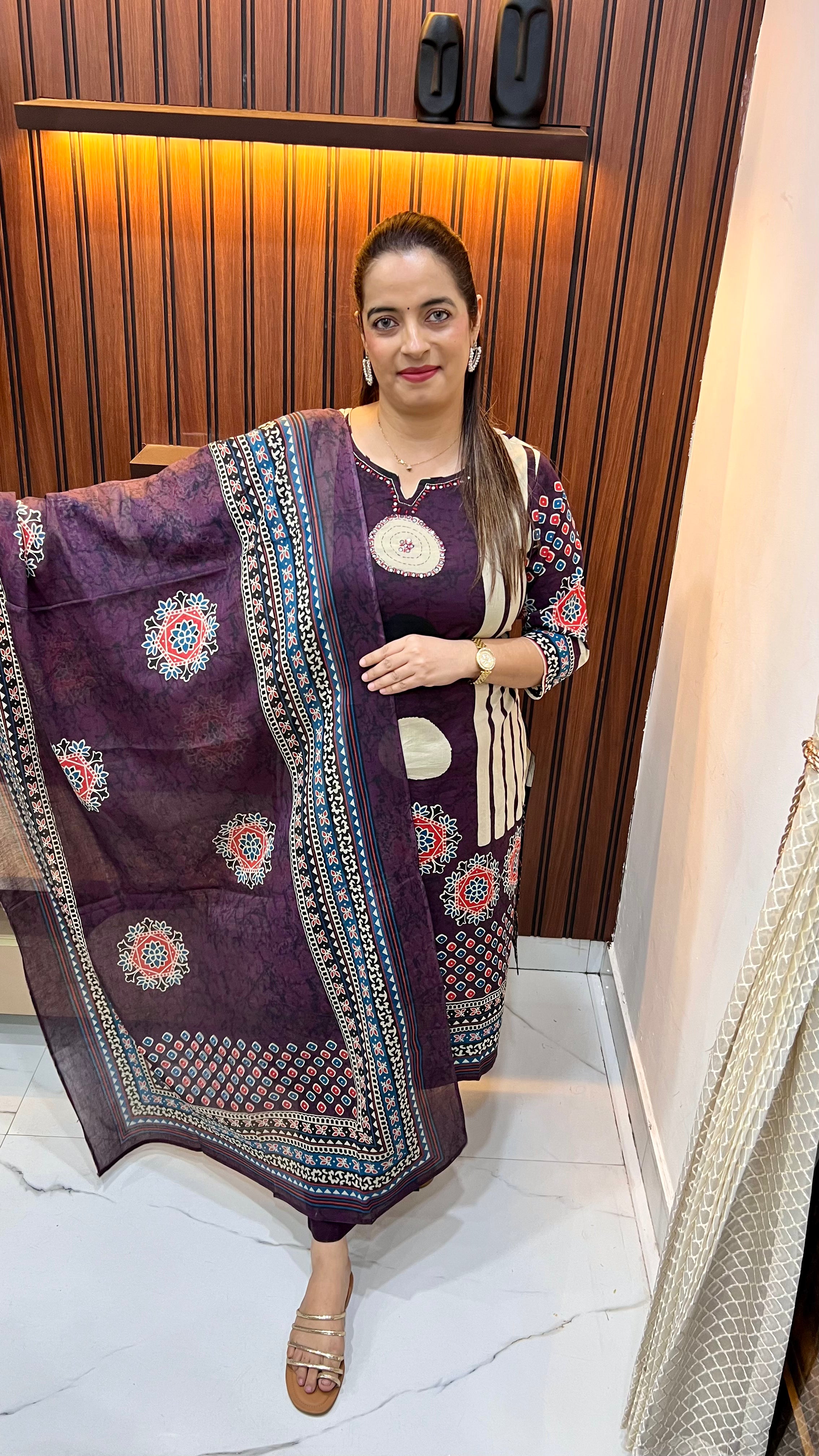 Indigo Earth: Daboo Print & Thread-Work Suit