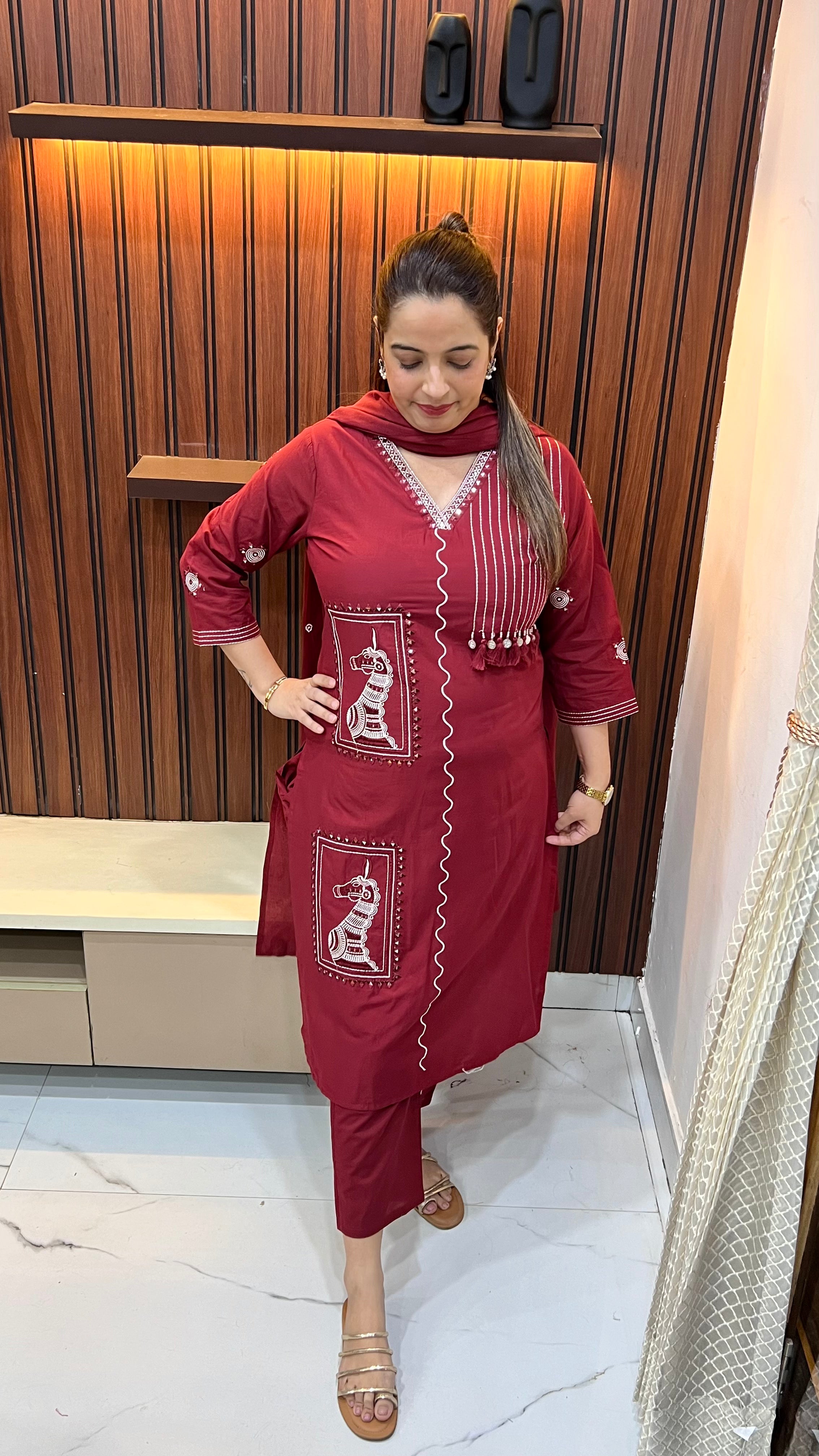 Heritage Glamour: Pure Cotton Figure Print Suit