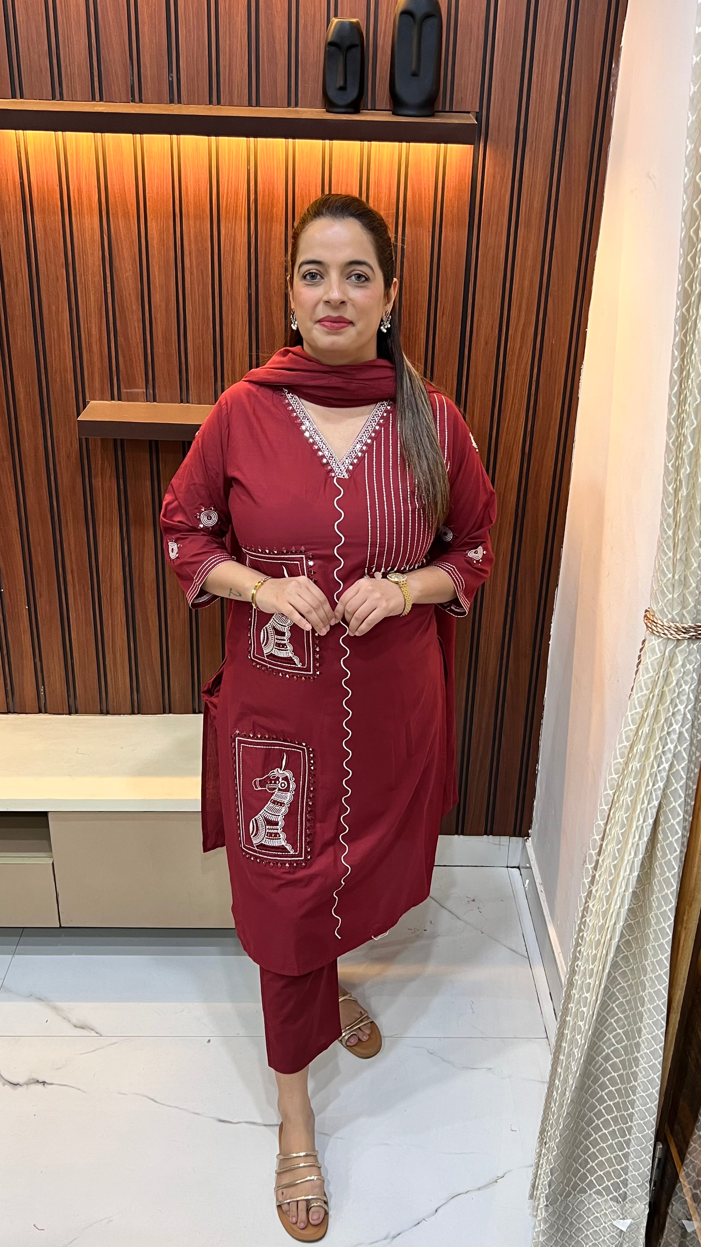 Heritage Glamour: Pure Cotton Figure Print Suit