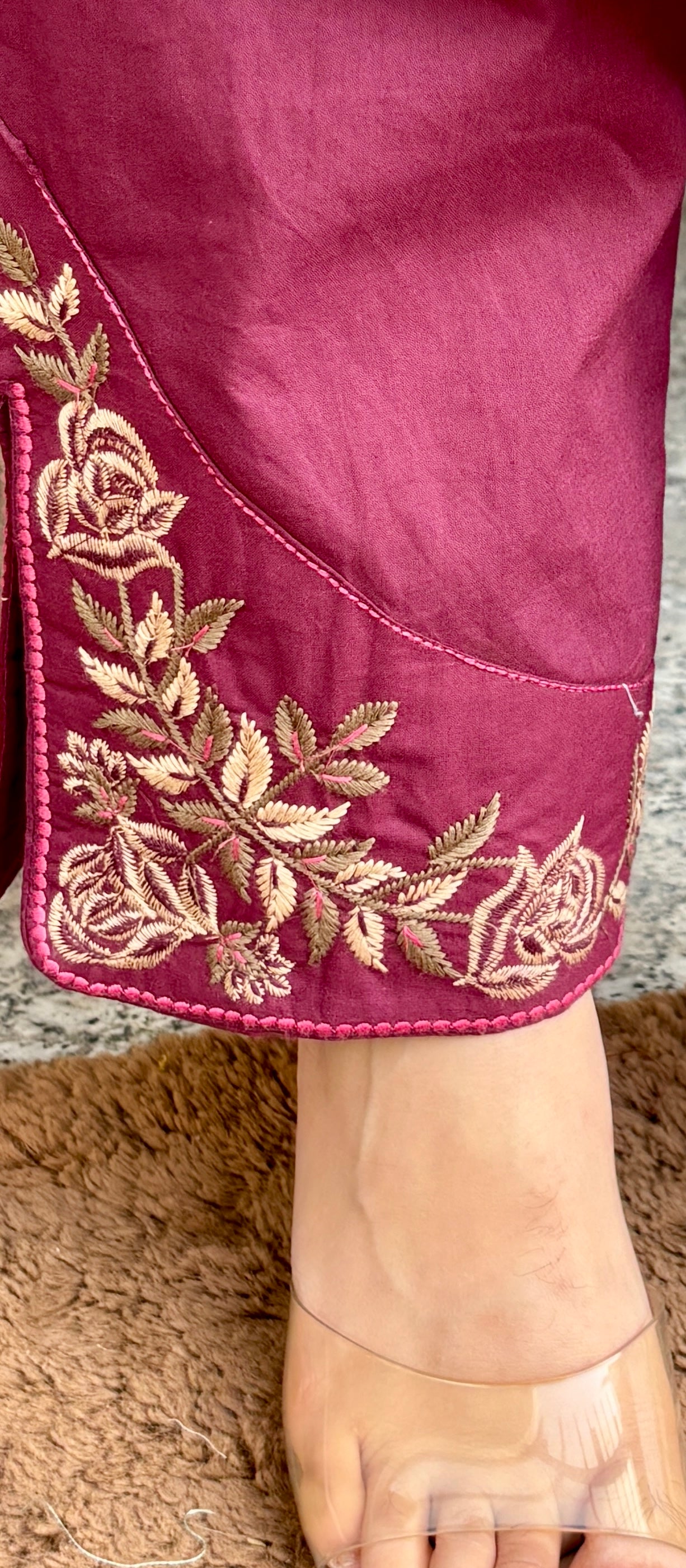 Pure Cotton Suit — Thread Embroidery with Handmade Tassels