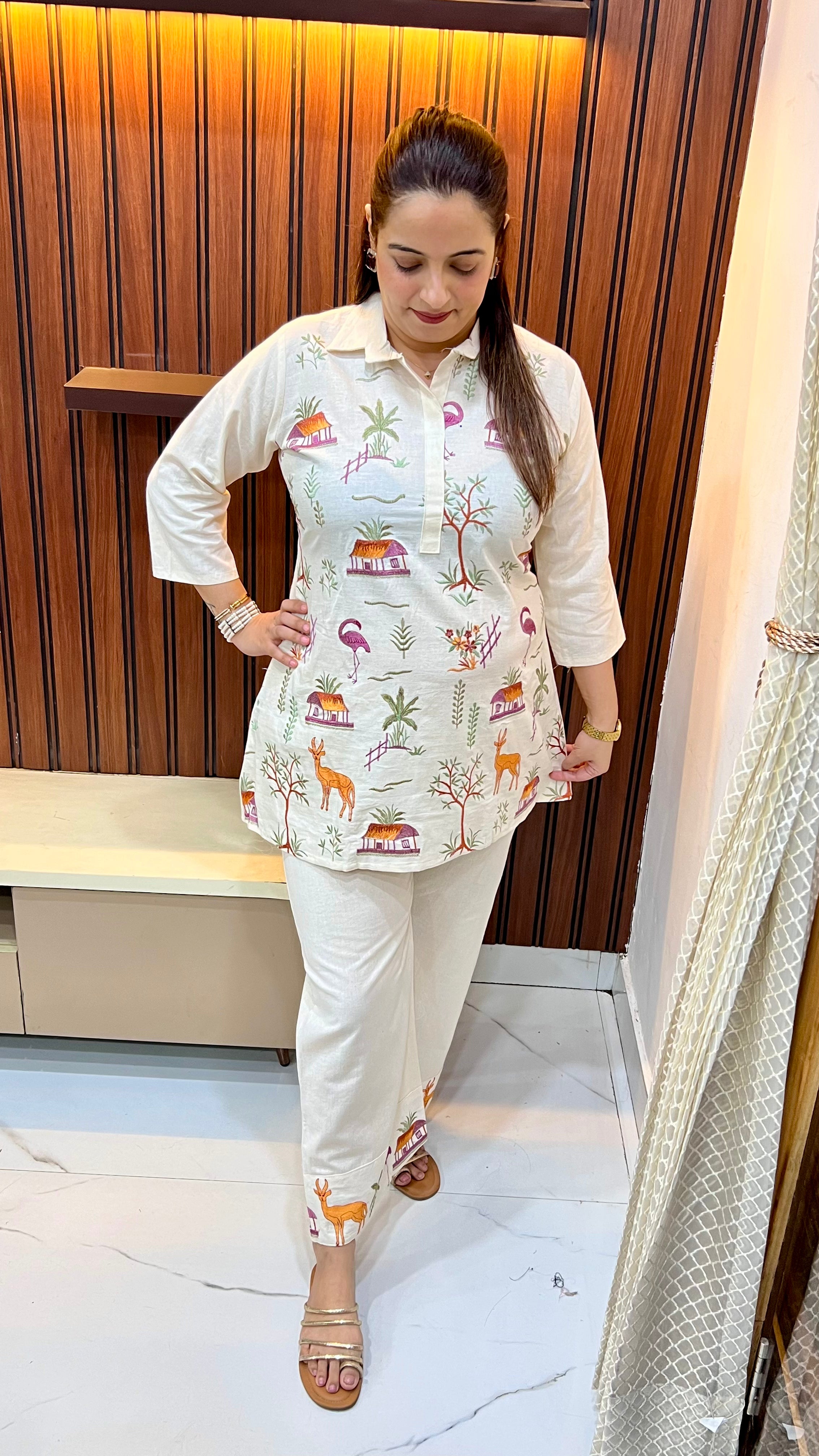 Sustainable Sophistication: Pure Handloom Cotton Co-ord Set with Artisanal Threadwork