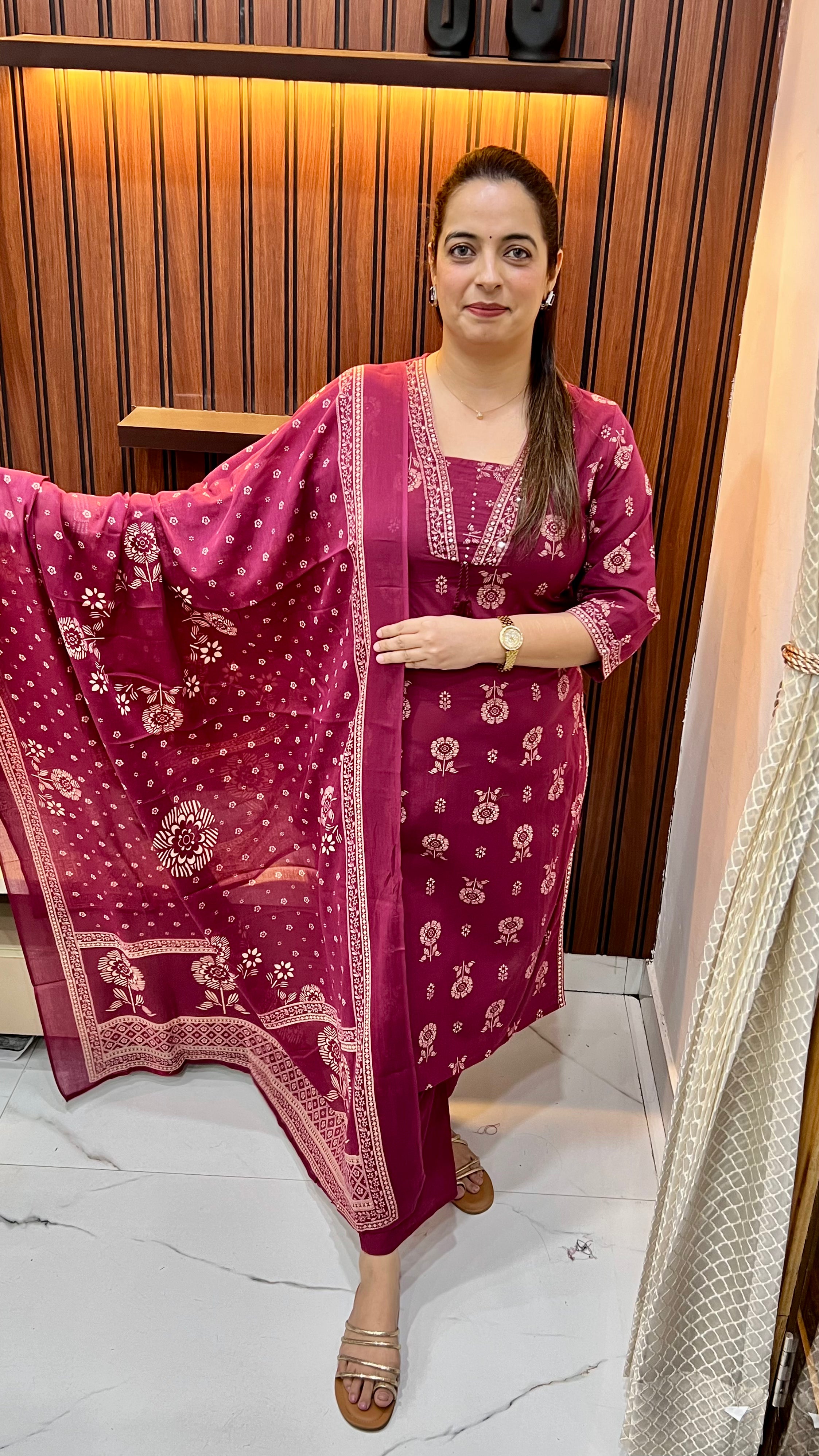 Boutique Elegance: Pure Cotton Suite with Pintex & Artisanal Hand-Work