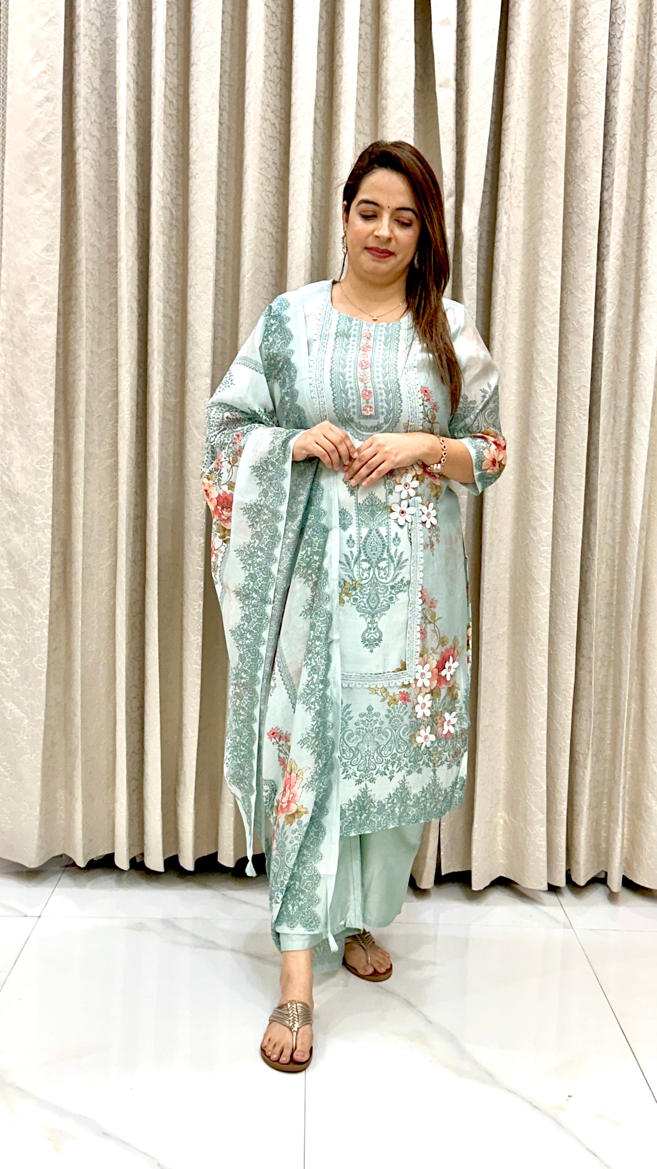 Mul Chanderi Pakistani-Style Digital Print Masterpiece