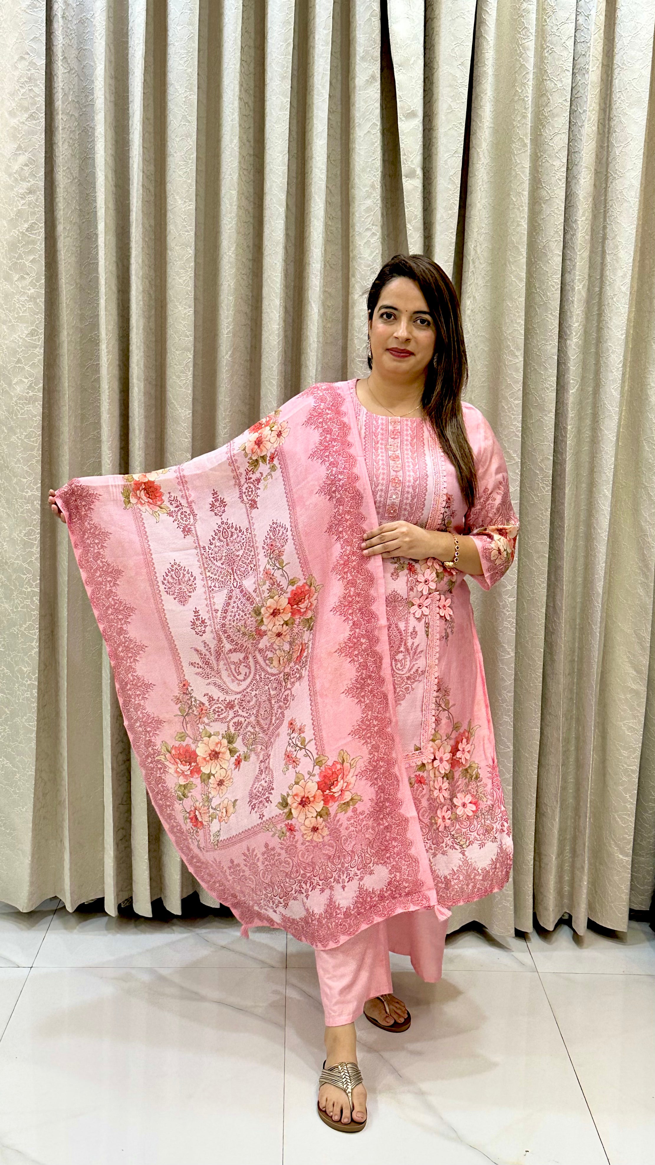 Mul Chanderi Pakistani-Style Digital Print Masterpiece