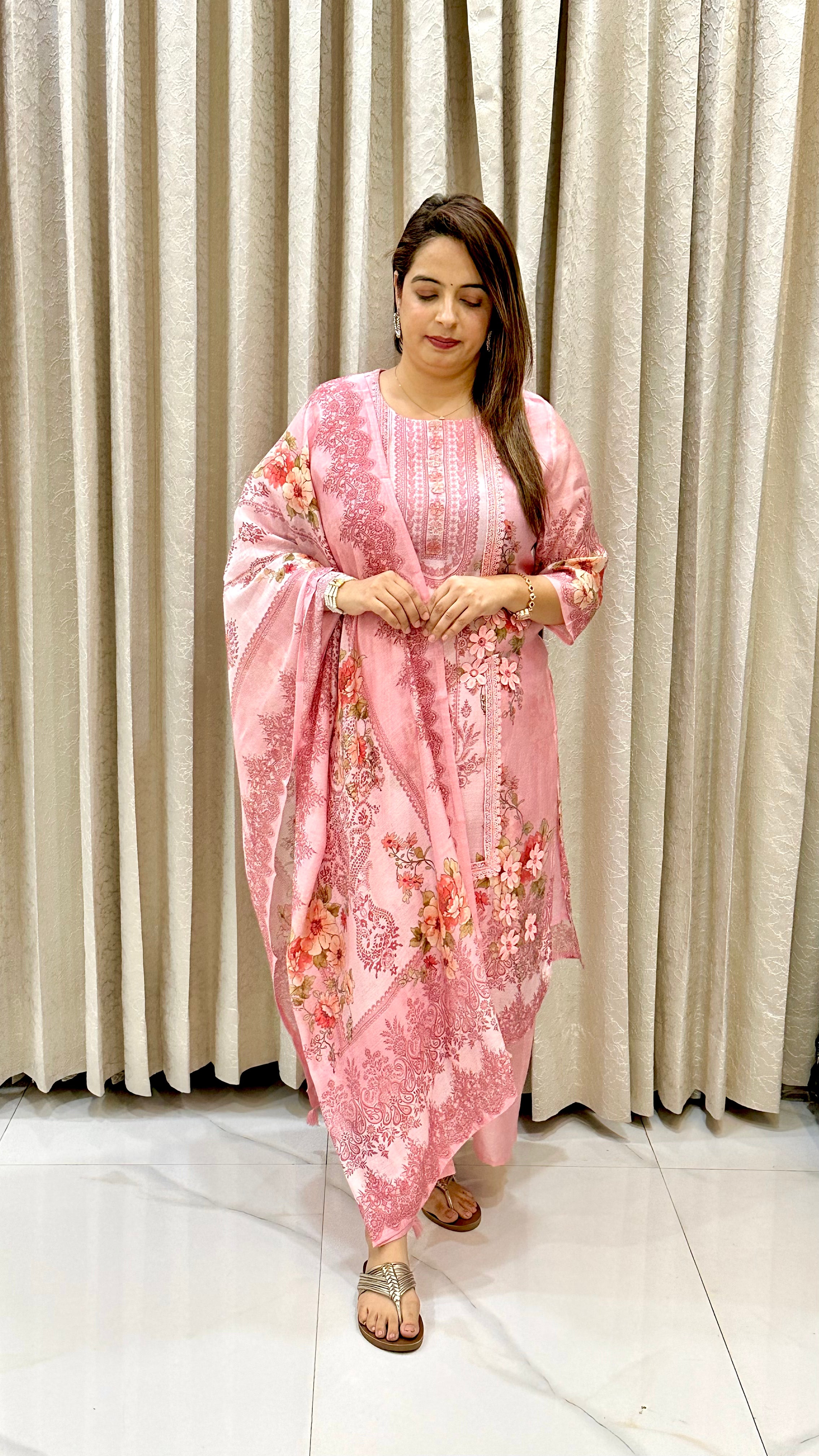 Mul Chanderi Pakistani-Style Digital Print Masterpiece