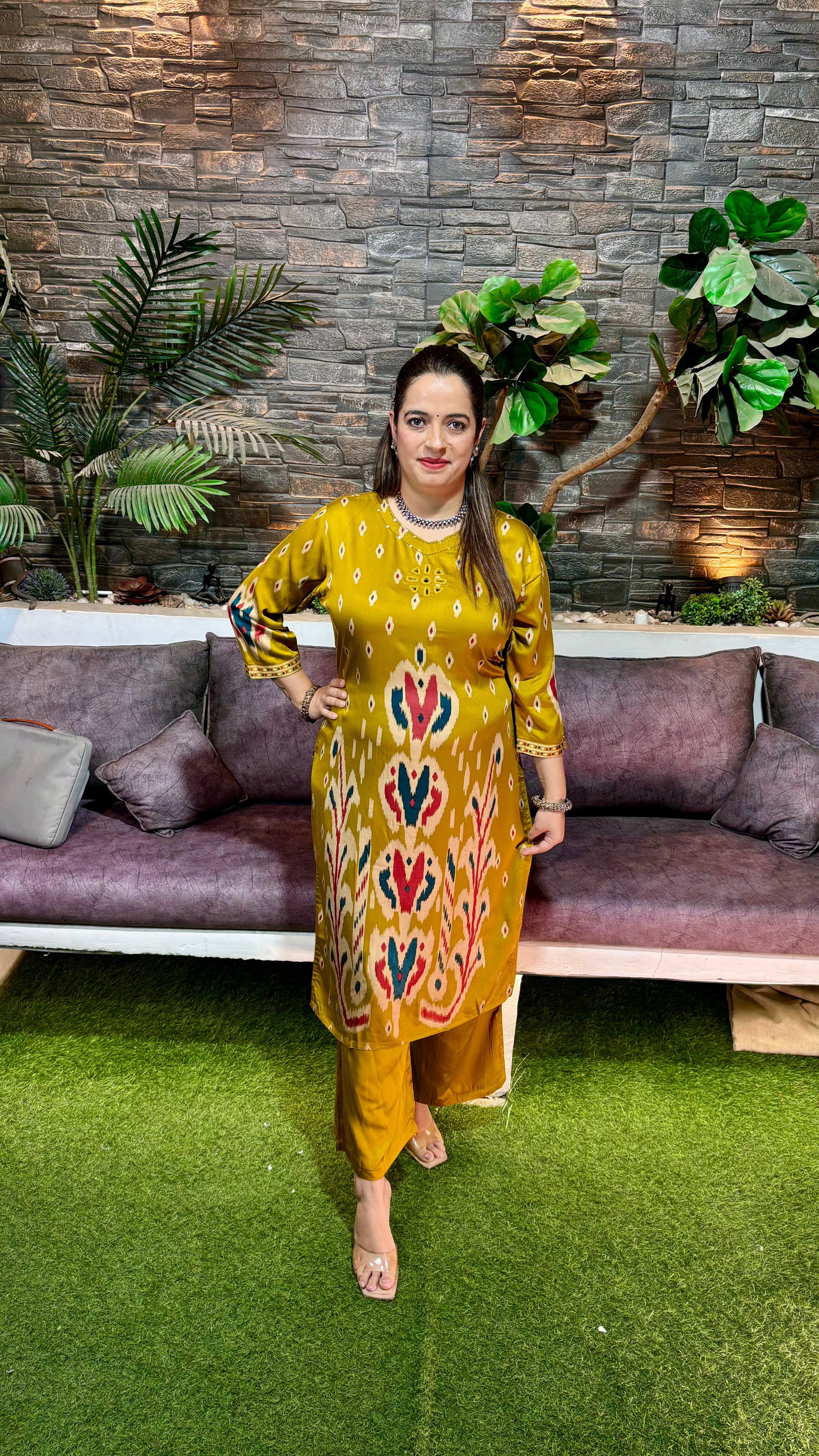 Gajji Silk Co-ord Set with Digital Print & Real Mirror Work