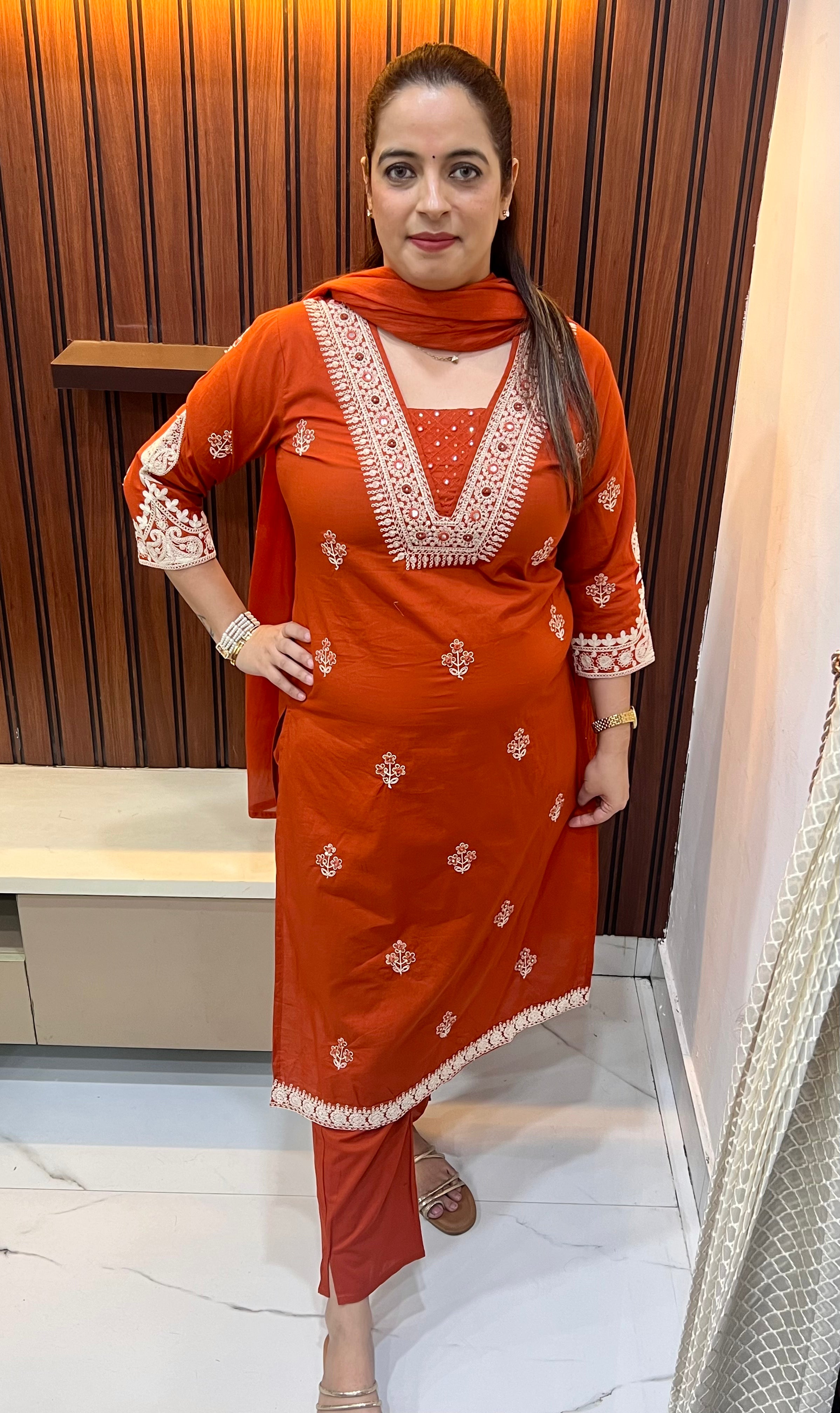 Summer Classic: Pure Cotton Suit with Artisanal Threadwork & Mulmul Dupatta