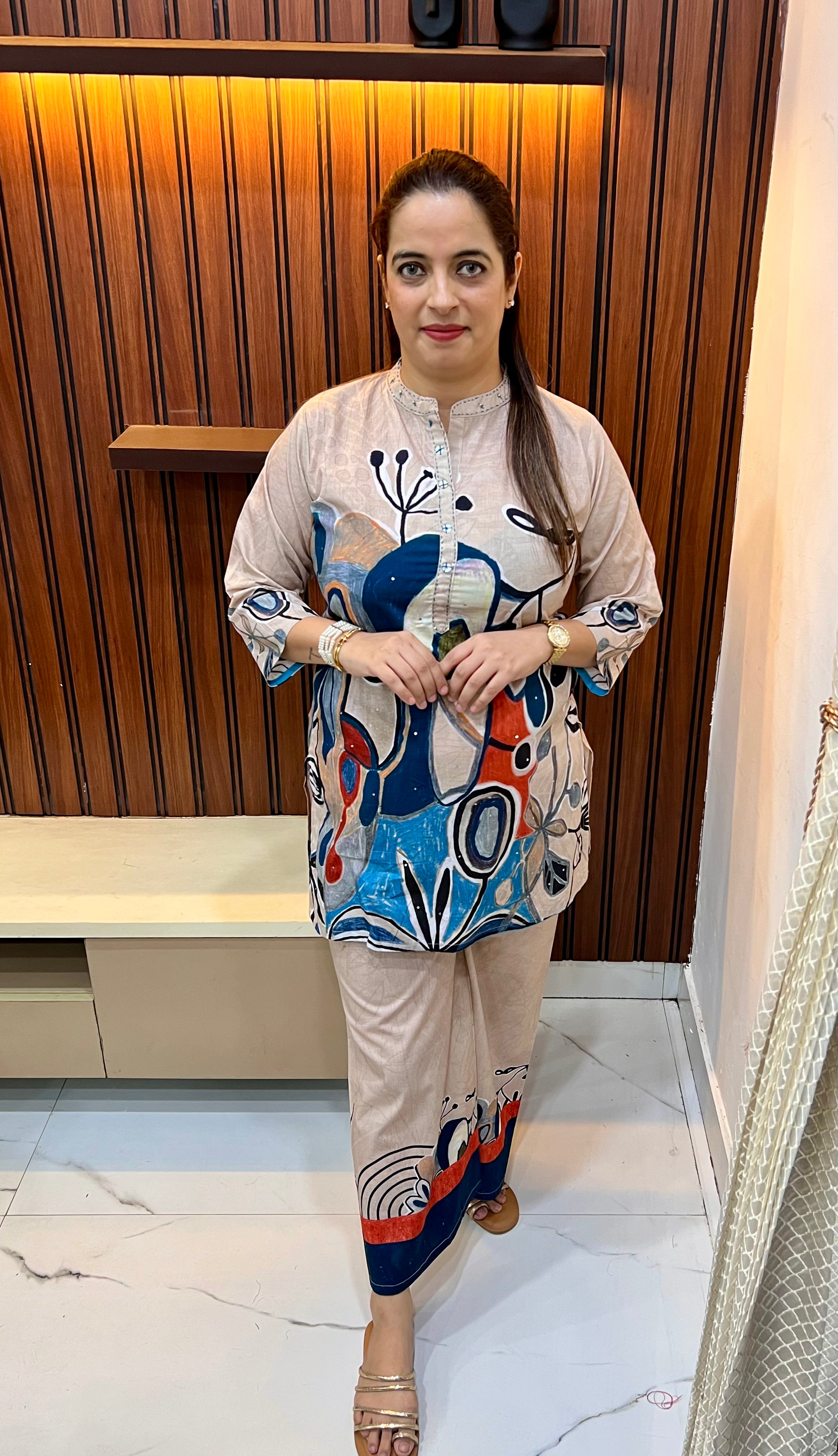 Contemporary Chic: Pure Cotton Co-ord Set with High-Definition Digital Prints