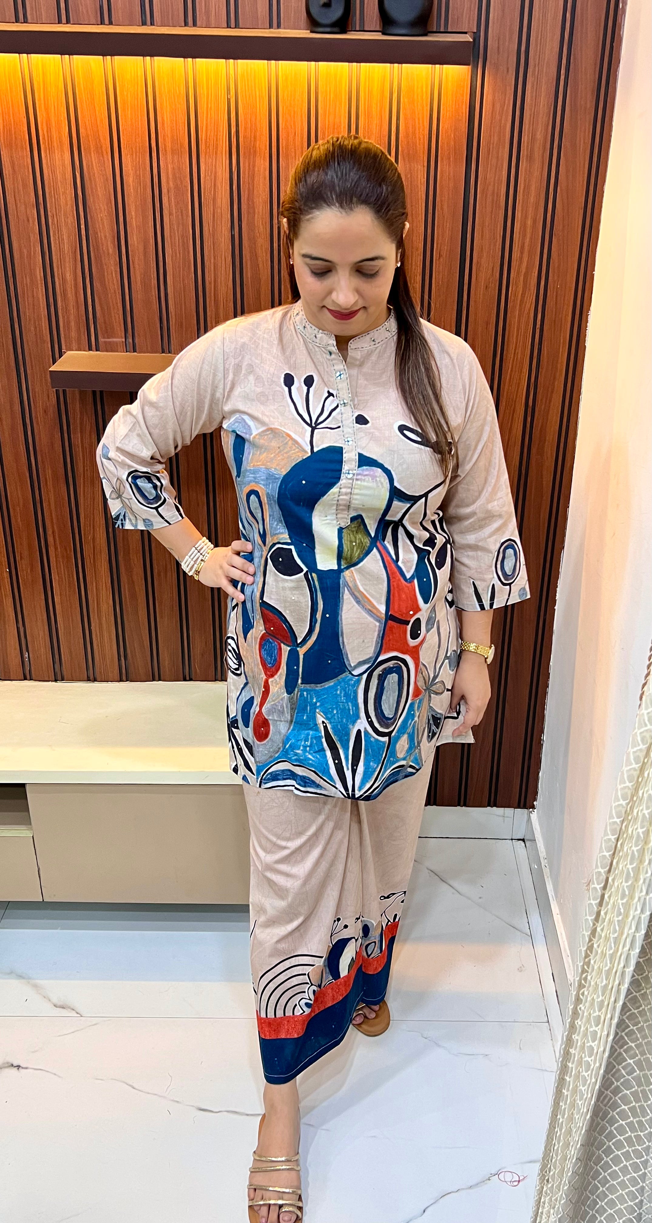 Contemporary Chic: Pure Cotton Co-ord Set with High-Definition Digital Prints