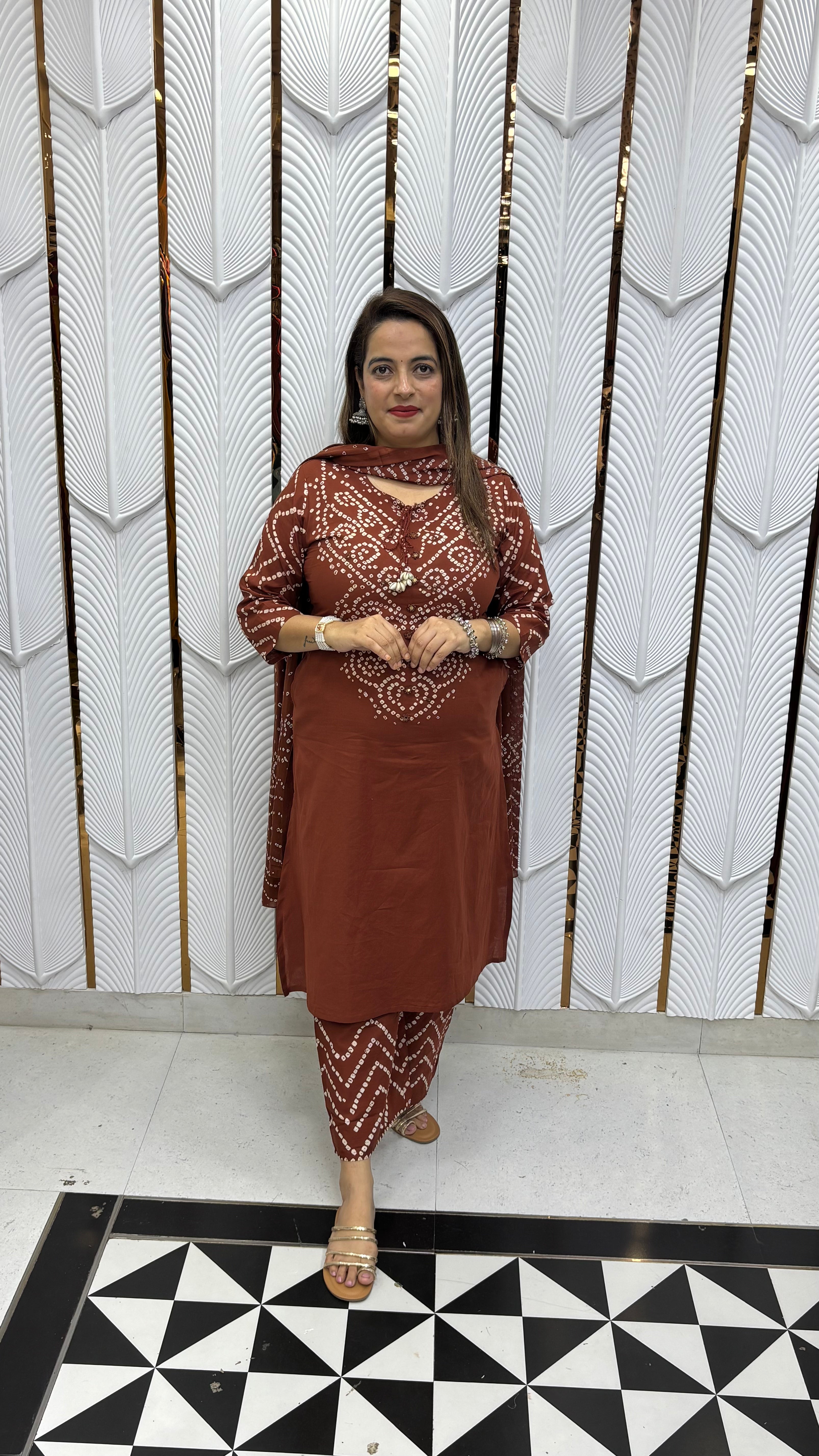 Pure Cotton Bandhani Suit with Real Mirror Work – ✨ Special Offer – Flat ₹999 Only!