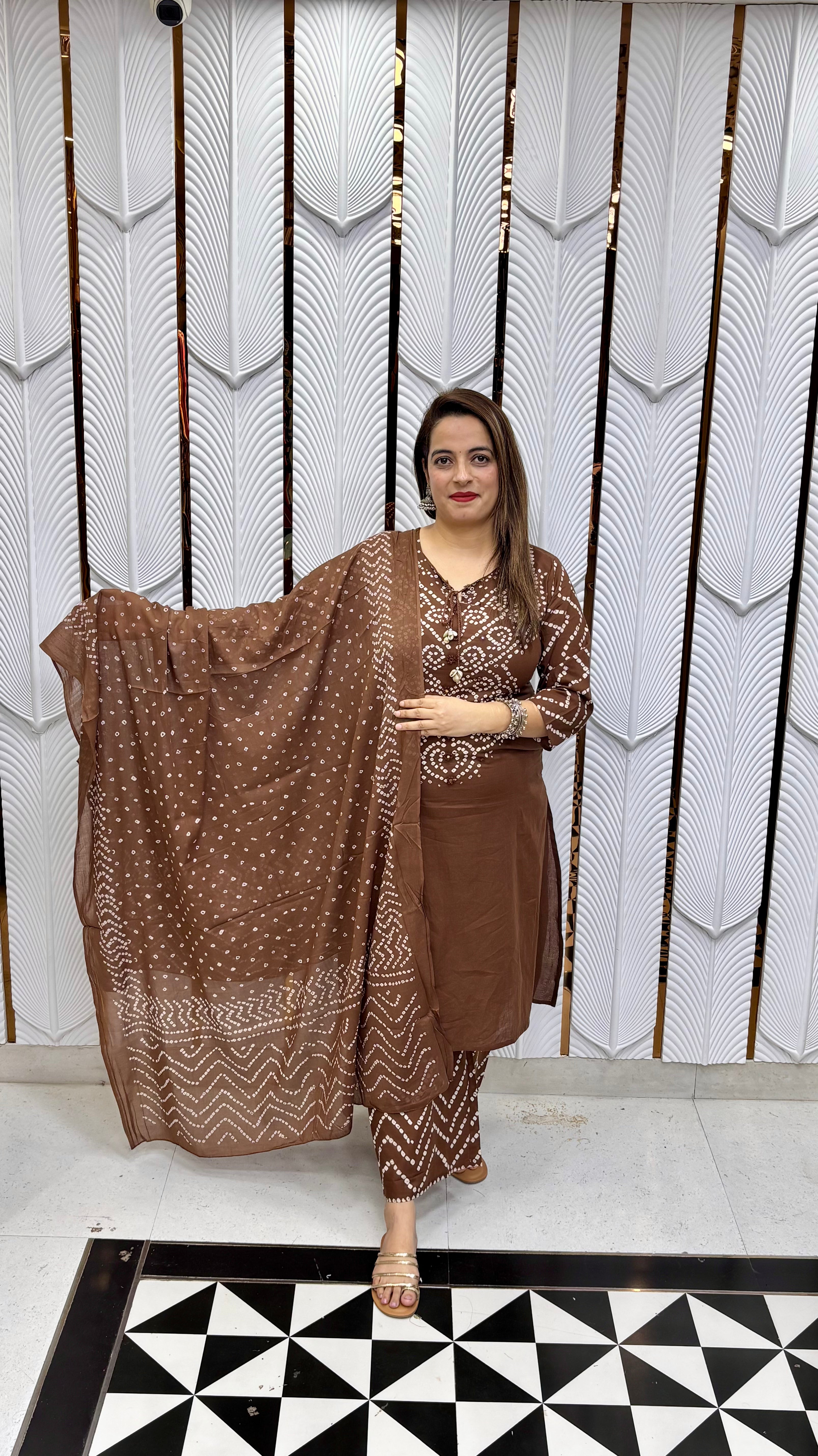 Pure Cotton Bandhani Suit with Real Mirror Work – ✨ Special Offer – Flat ₹999 Only!