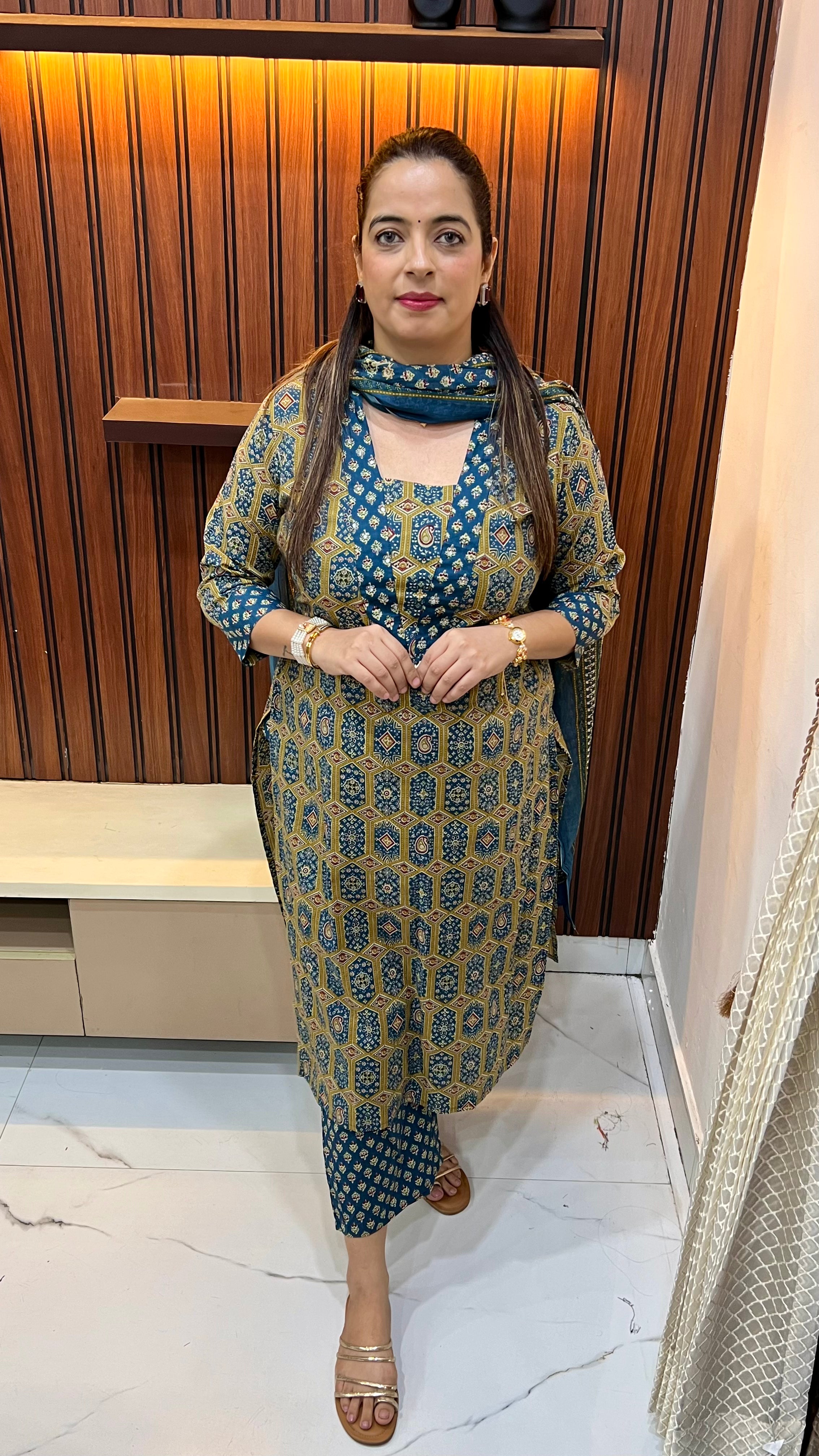 The Heritage Nomad: Pure Cotton Suit with Authentic Ajrakh Artistry