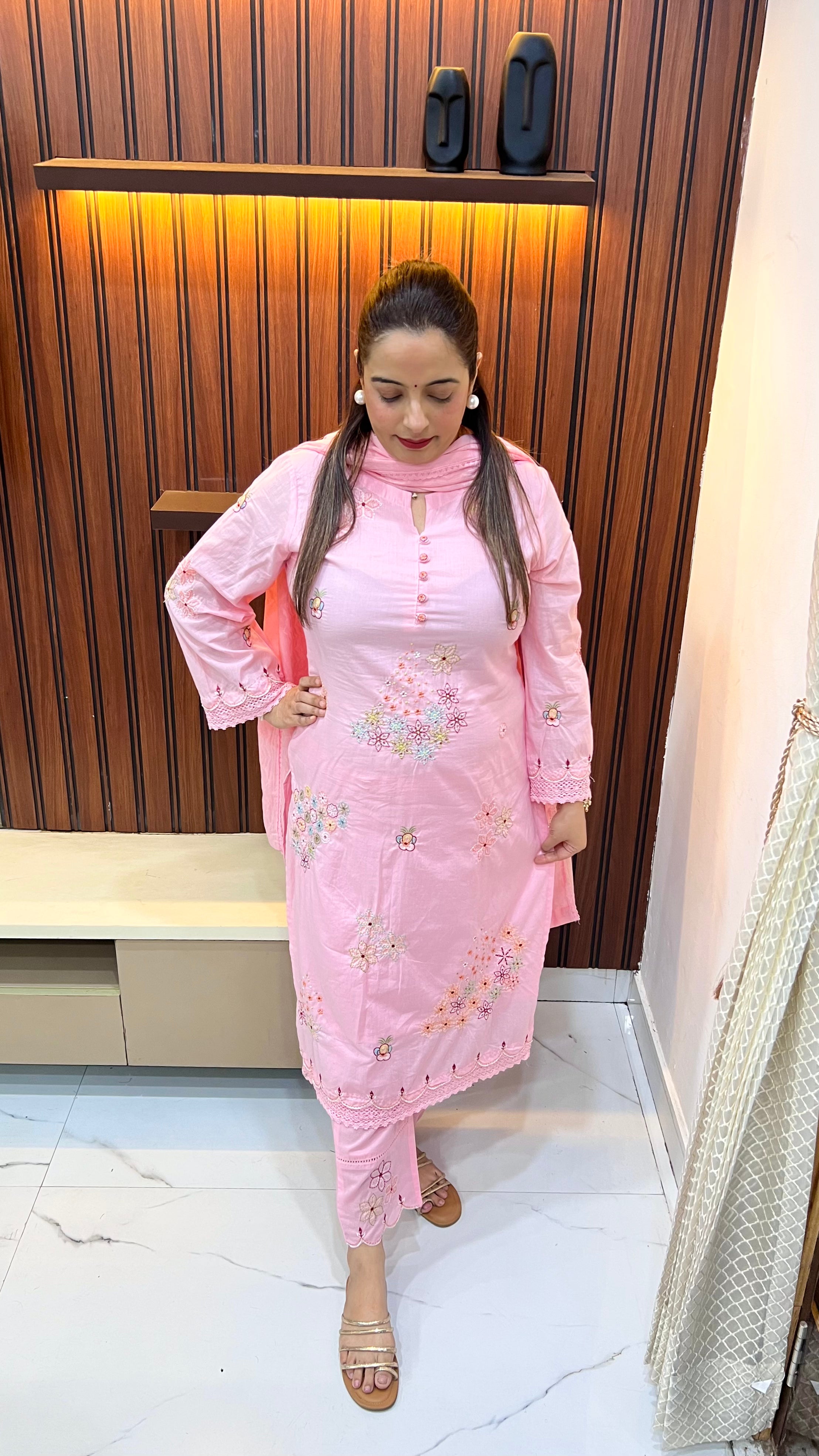The Artisanal Blueprint: Pure Cotton Suit with Kantha & Designer Tailoring