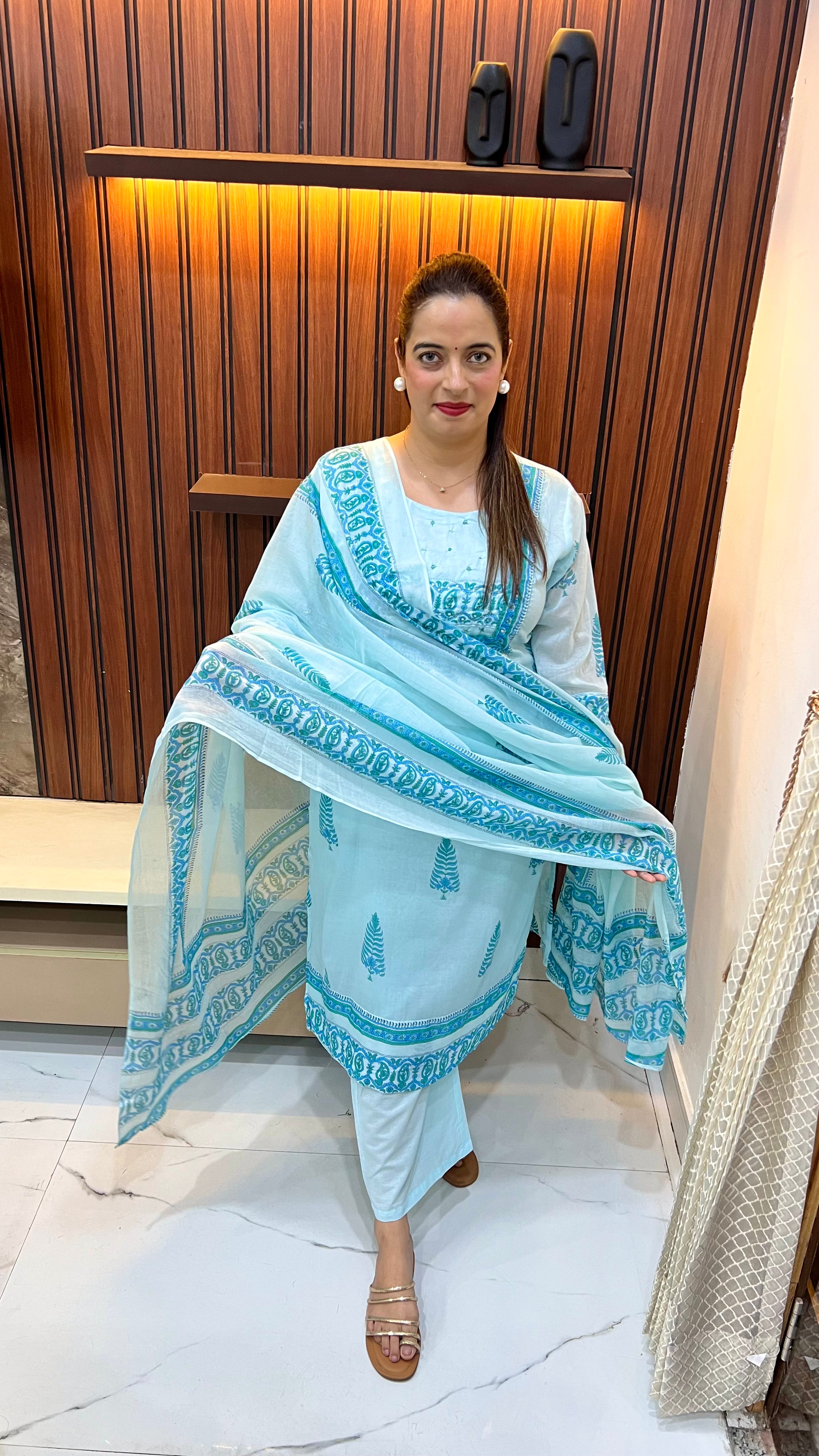 The Heritage Chronicle: Pure Cotton Kalamkari Suit with Kantha & Ginni Artistry