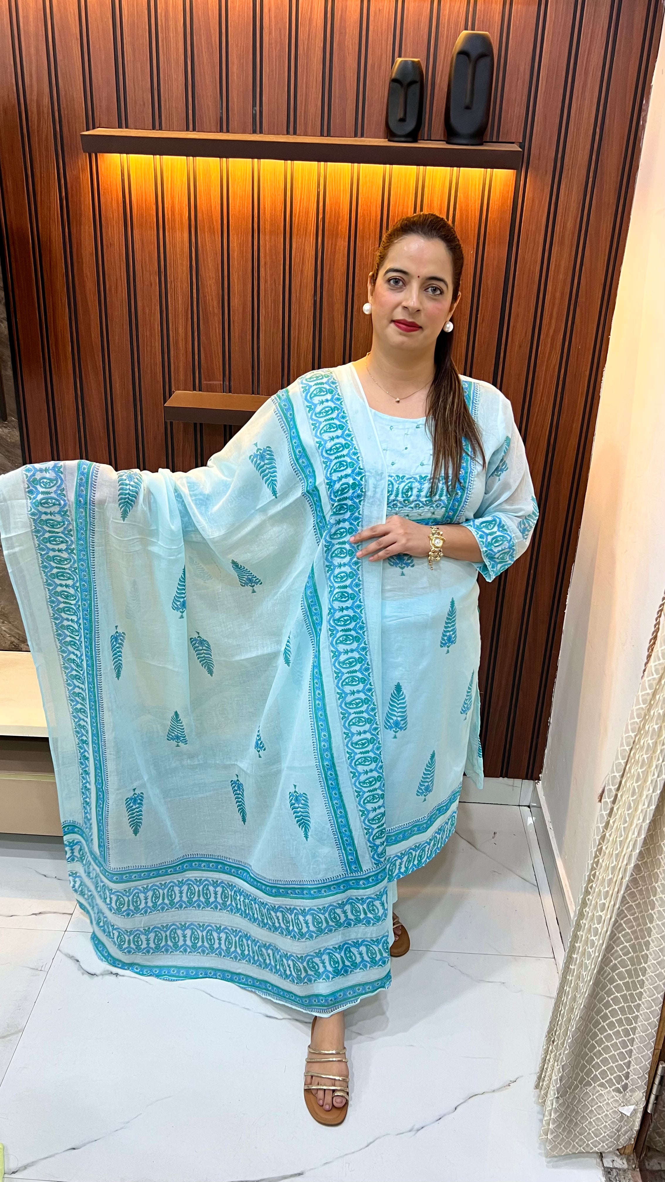 The Heritage Chronicle: Pure Cotton Kalamkari Suit with Kantha & Ginni Artistry