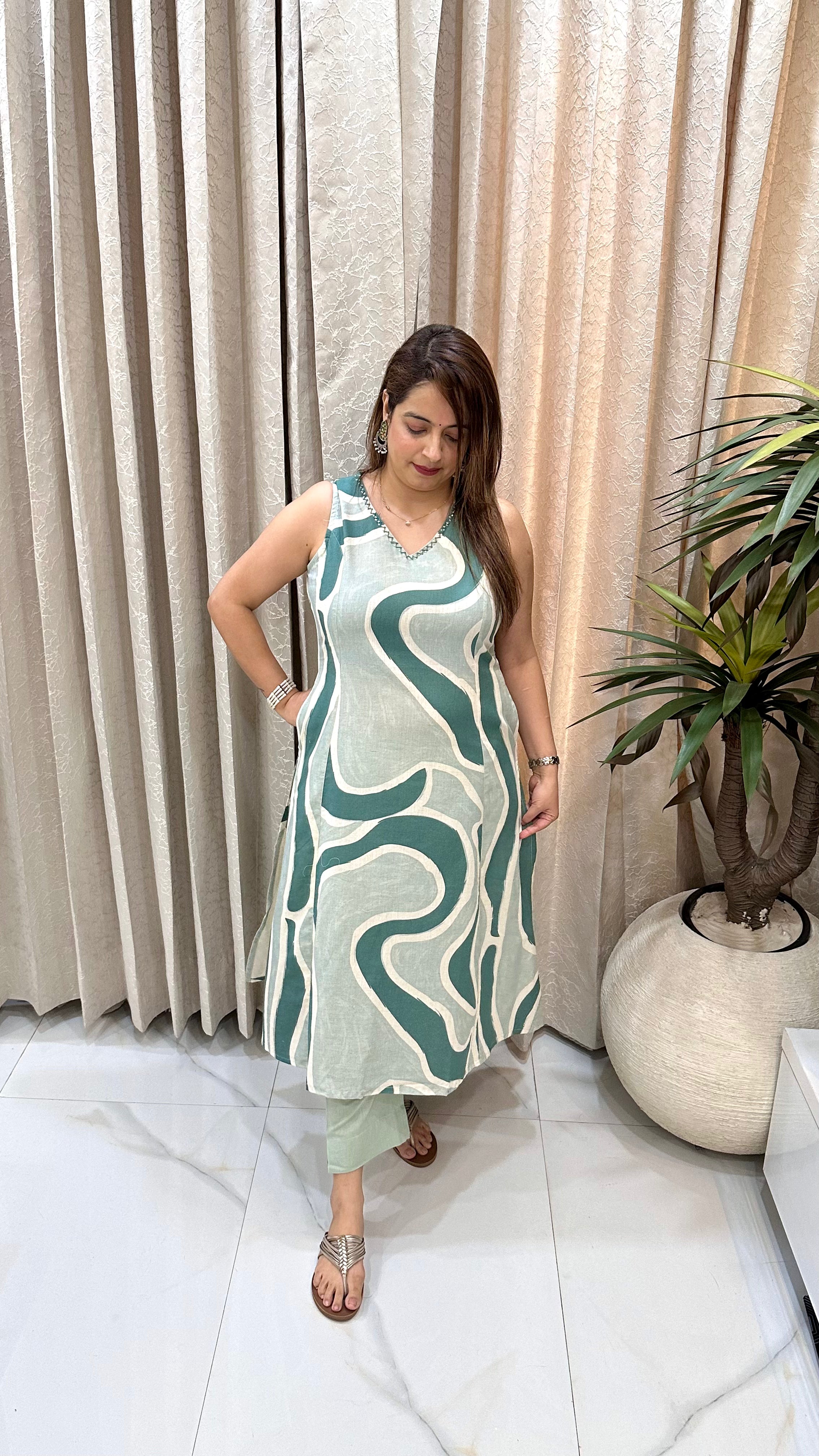 Pure Cotton Hand Embroidered Co-ord Set