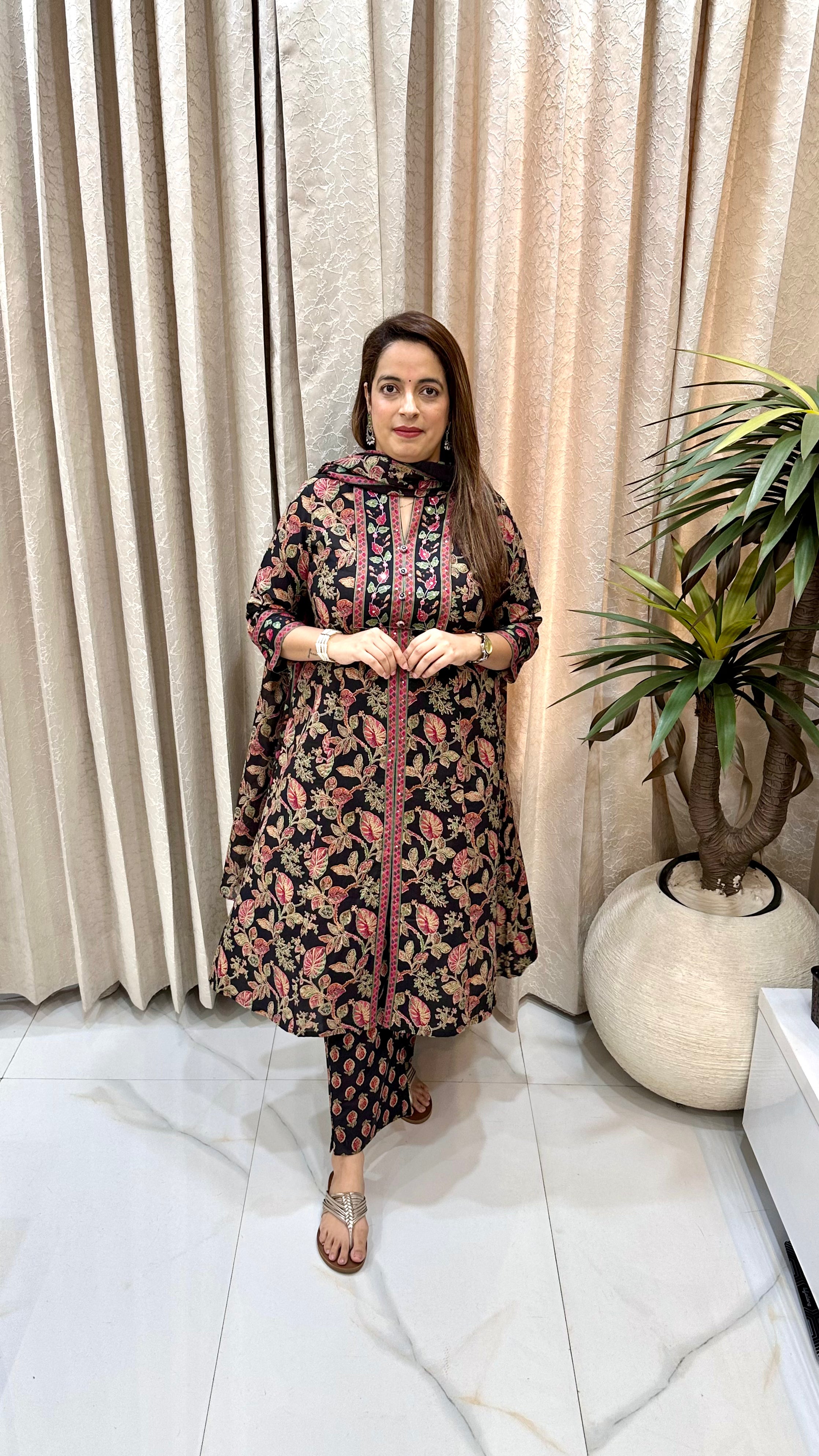 Pure Cotton Sherwani Style Kalamkari Suit