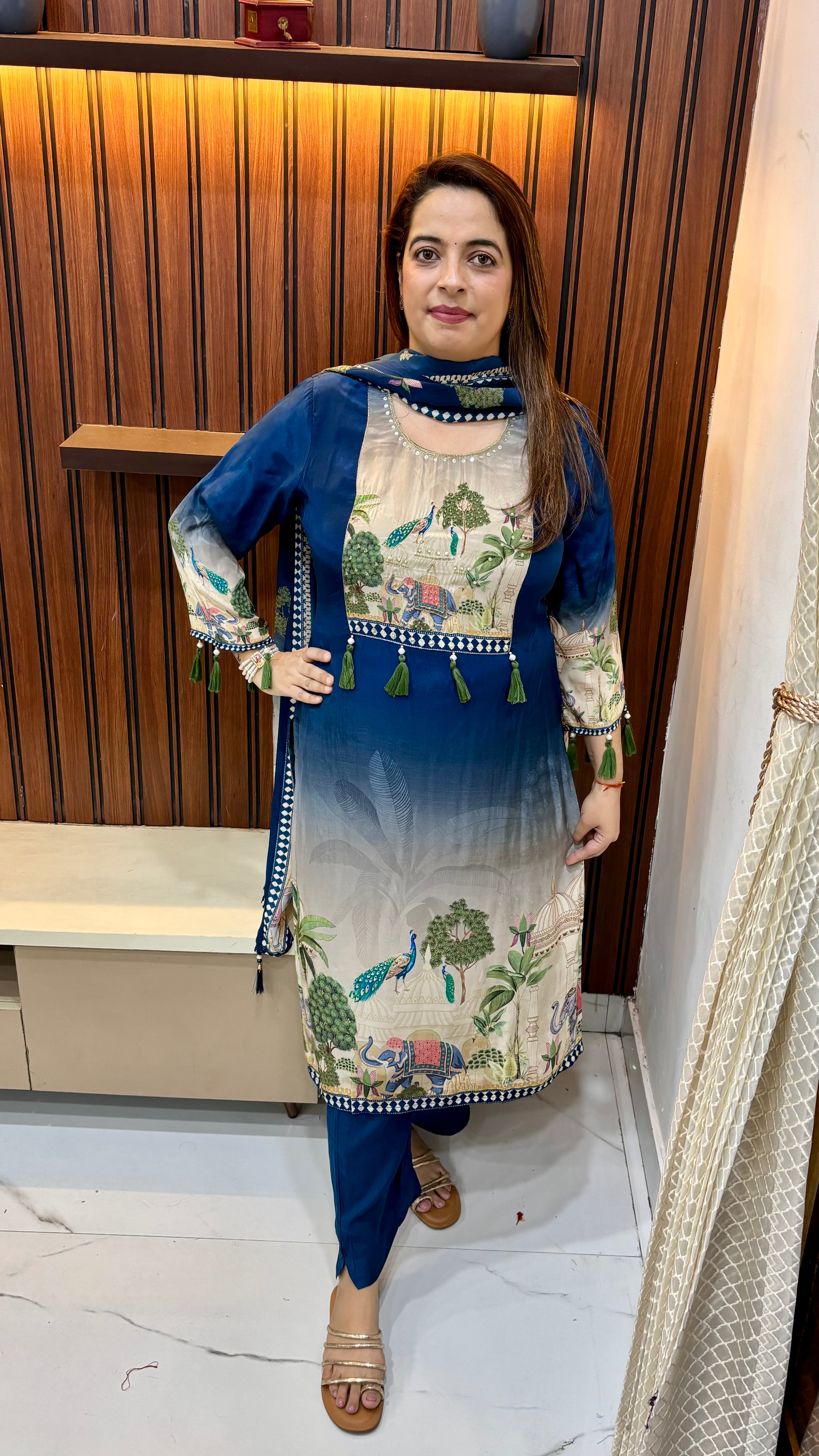 Russian Crepe Suit with Digital Animal Print ✨