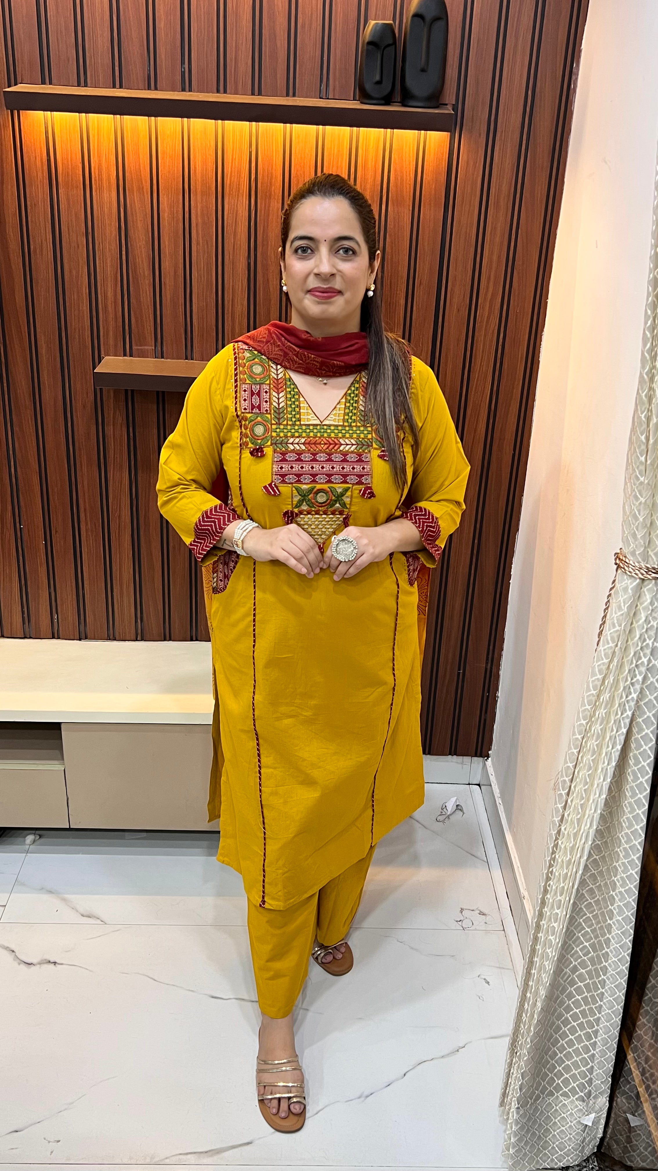 ✨ The Pocket Symphony: Pure Cotton Kalamkari Suit with Hand-Embroidery & Kodi Accents ✨